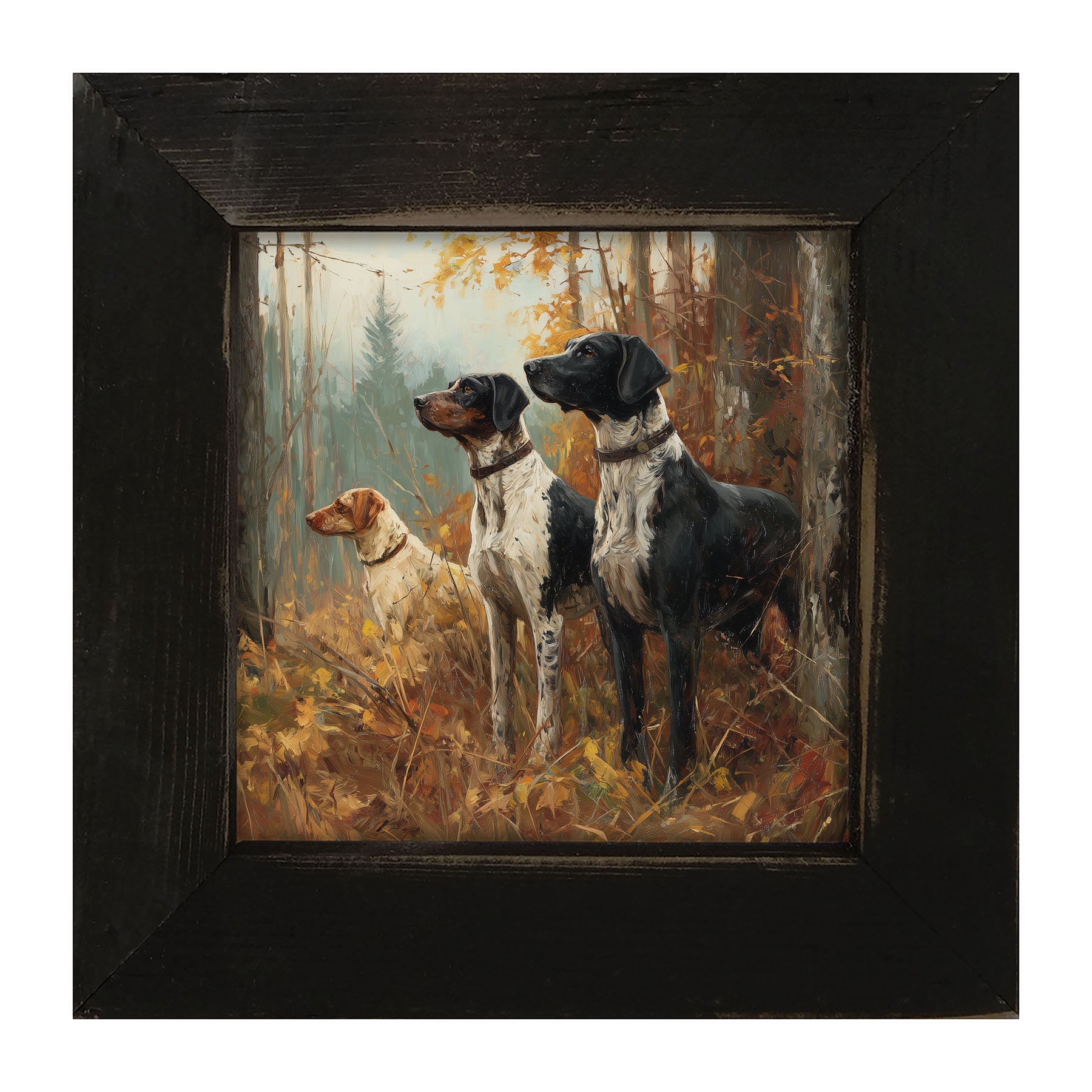 Hunting Season - Dogs in the Woods - Framed Art