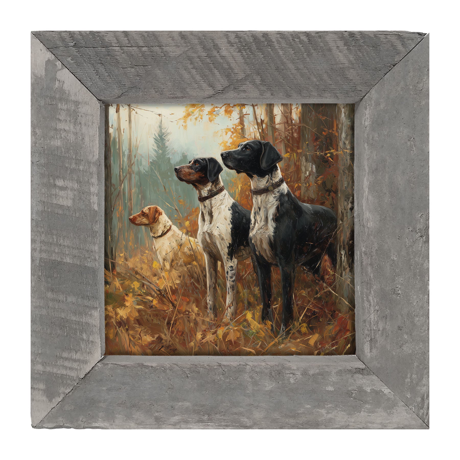 Hunting Season - Dogs in the Woods - Framed Art