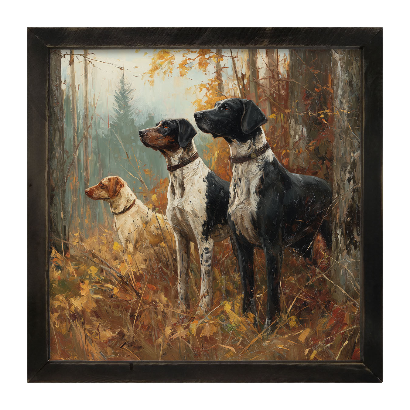 Hunting Season - Dogs in the Woods - Framed Art