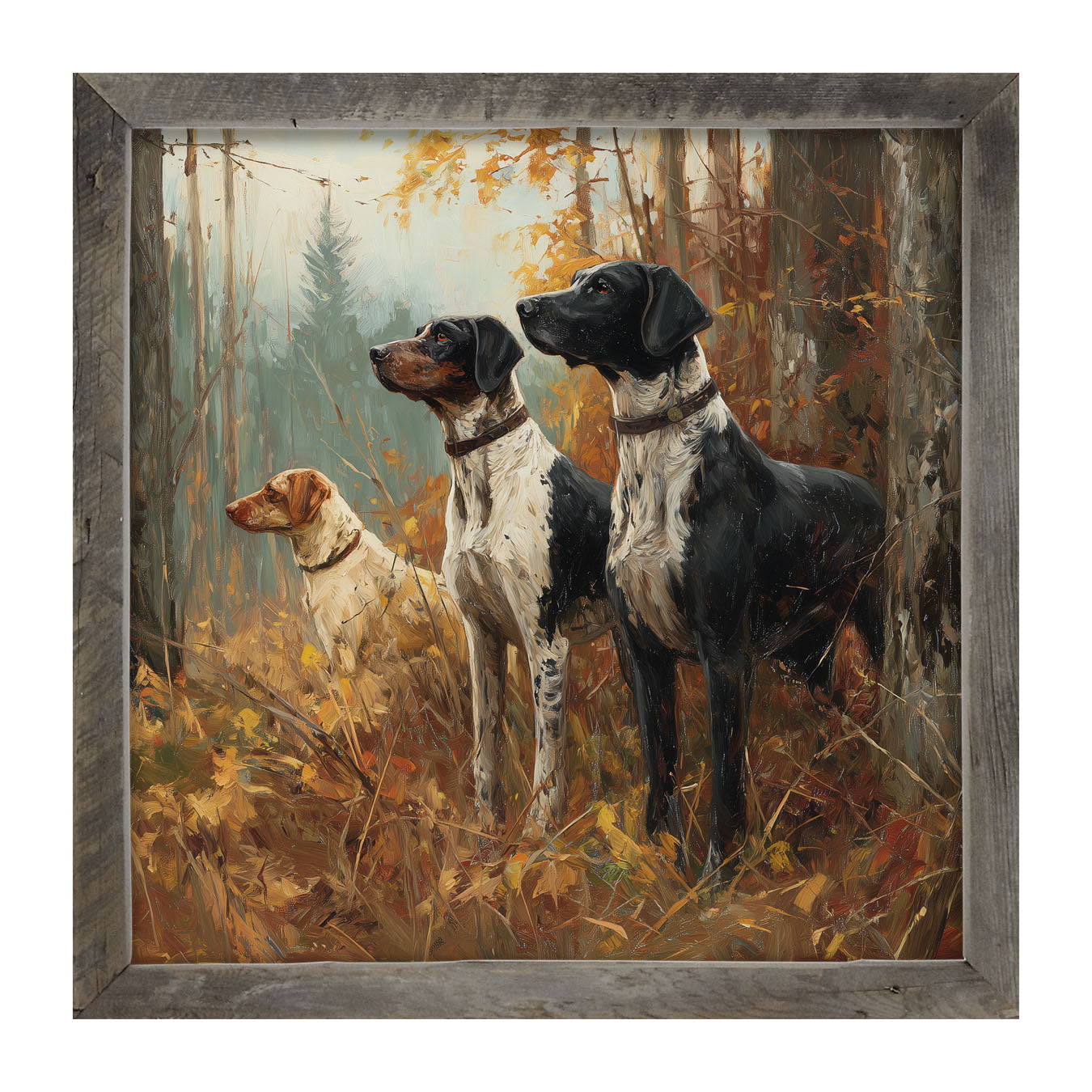 Hunting Season - Dogs in the Woods - Framed Art