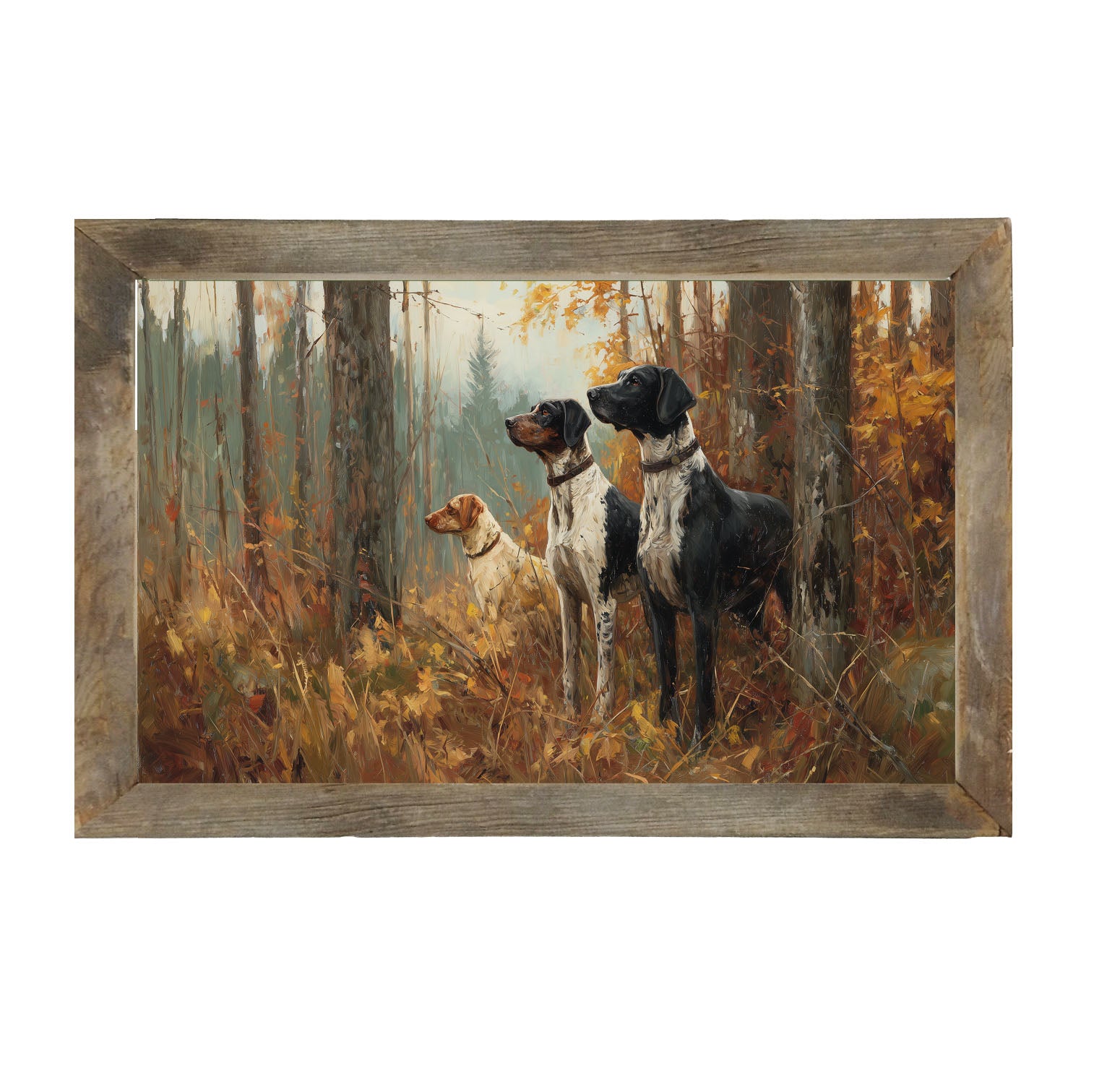 Hunting Season - Dogs in the Woods - Framed Art