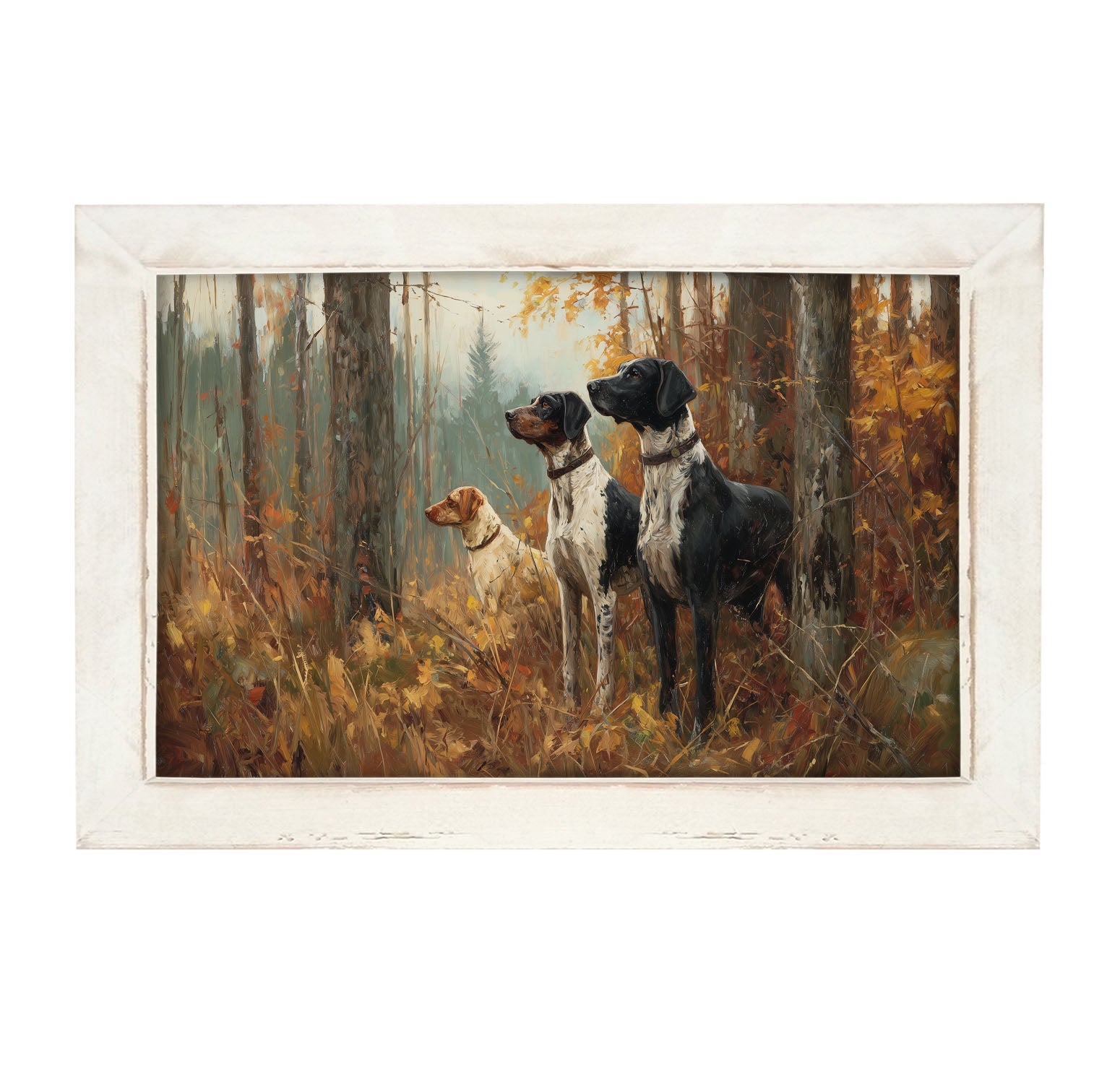 Hunting Season - Dogs in the Woods - Framed Art