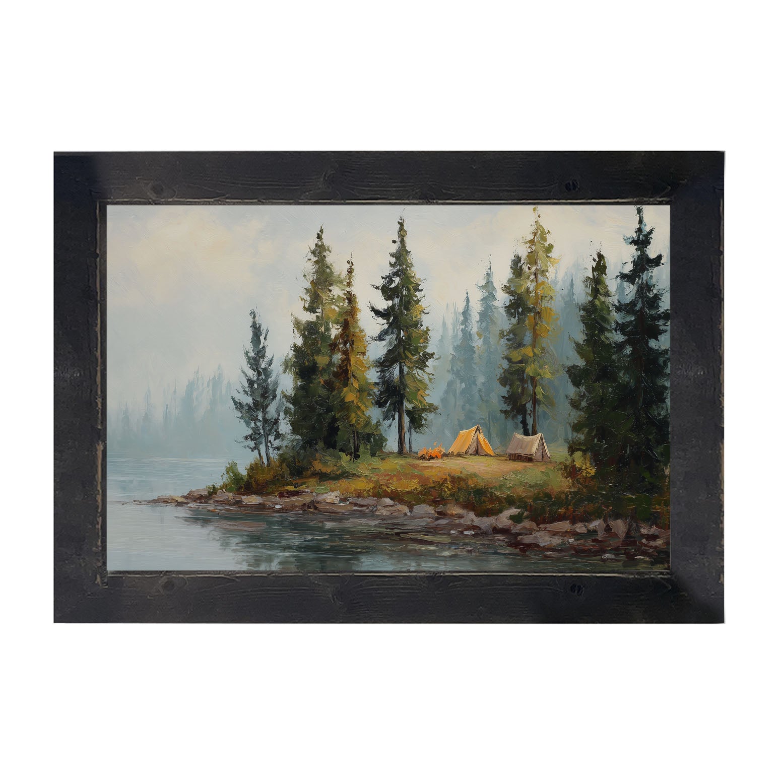 Hunting Season - Camping near the River - Framed Art