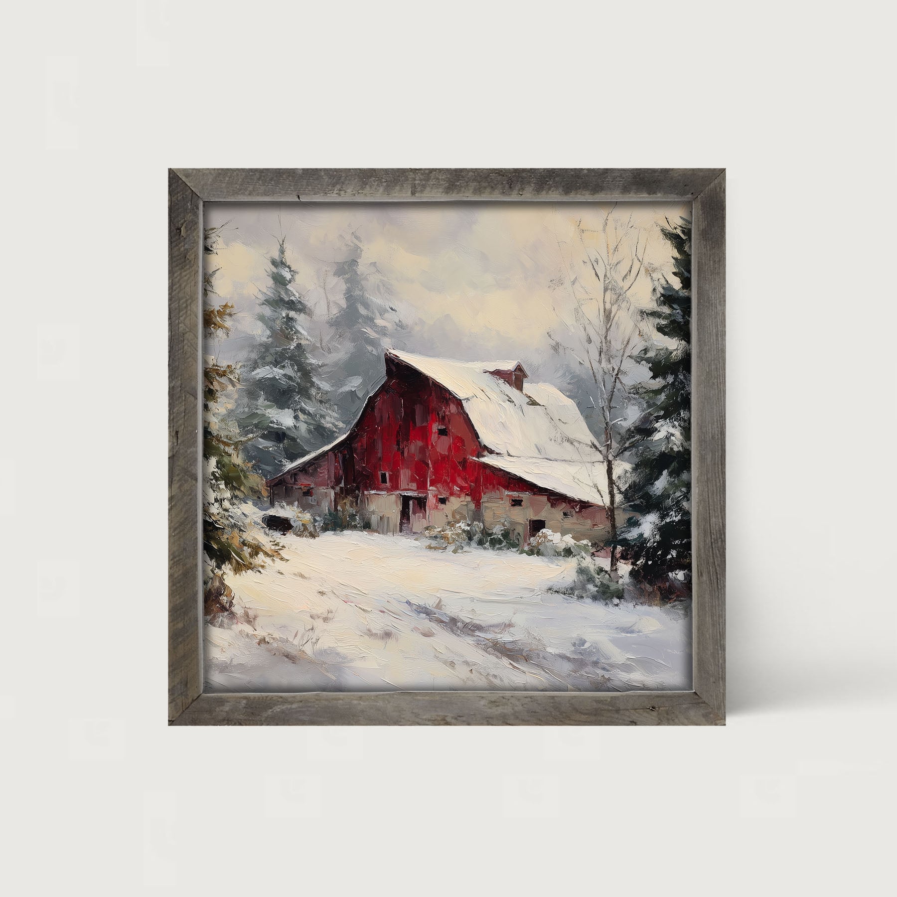 Red Country Barn in Winter