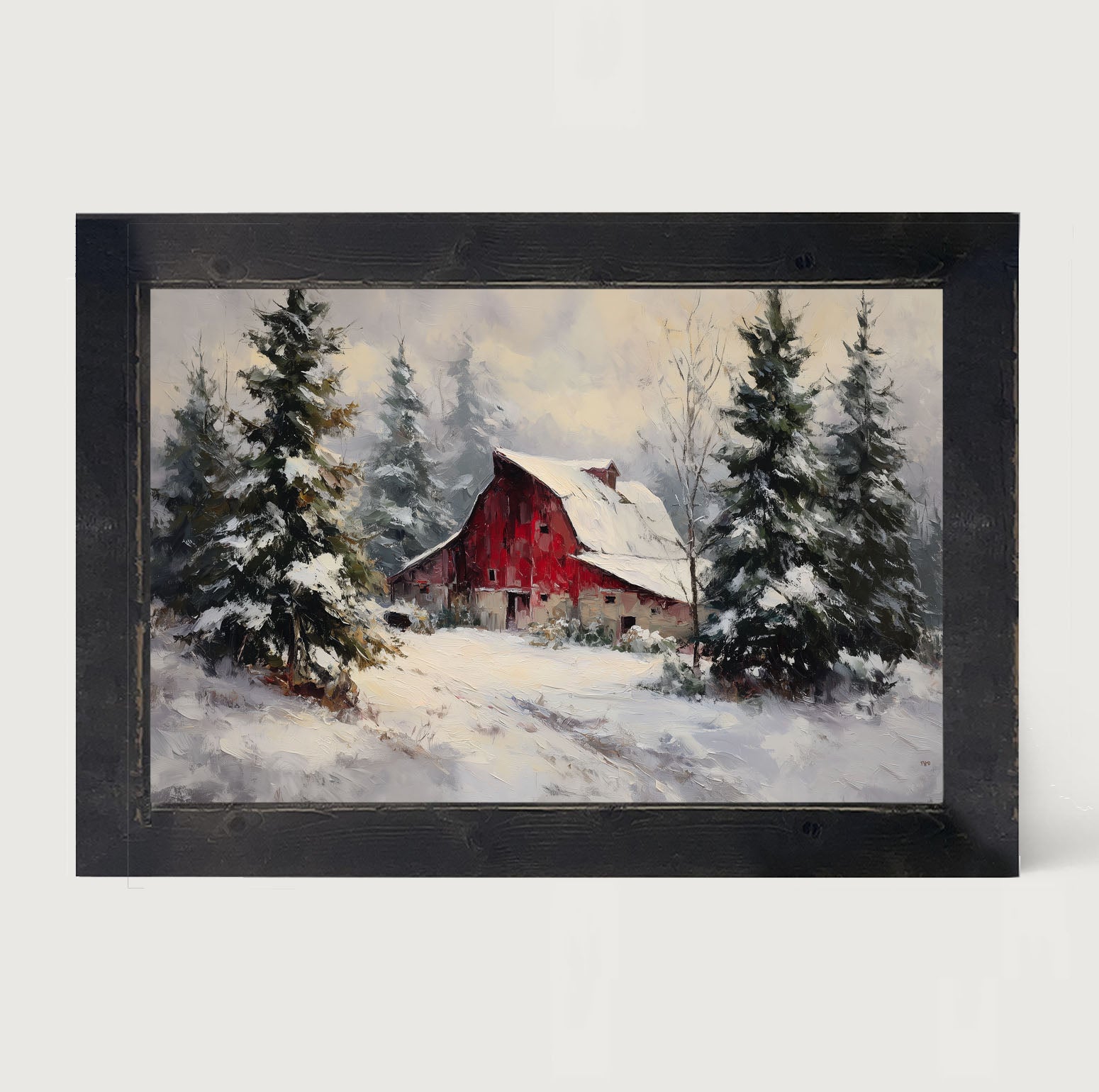 Red Country Barn in Winter