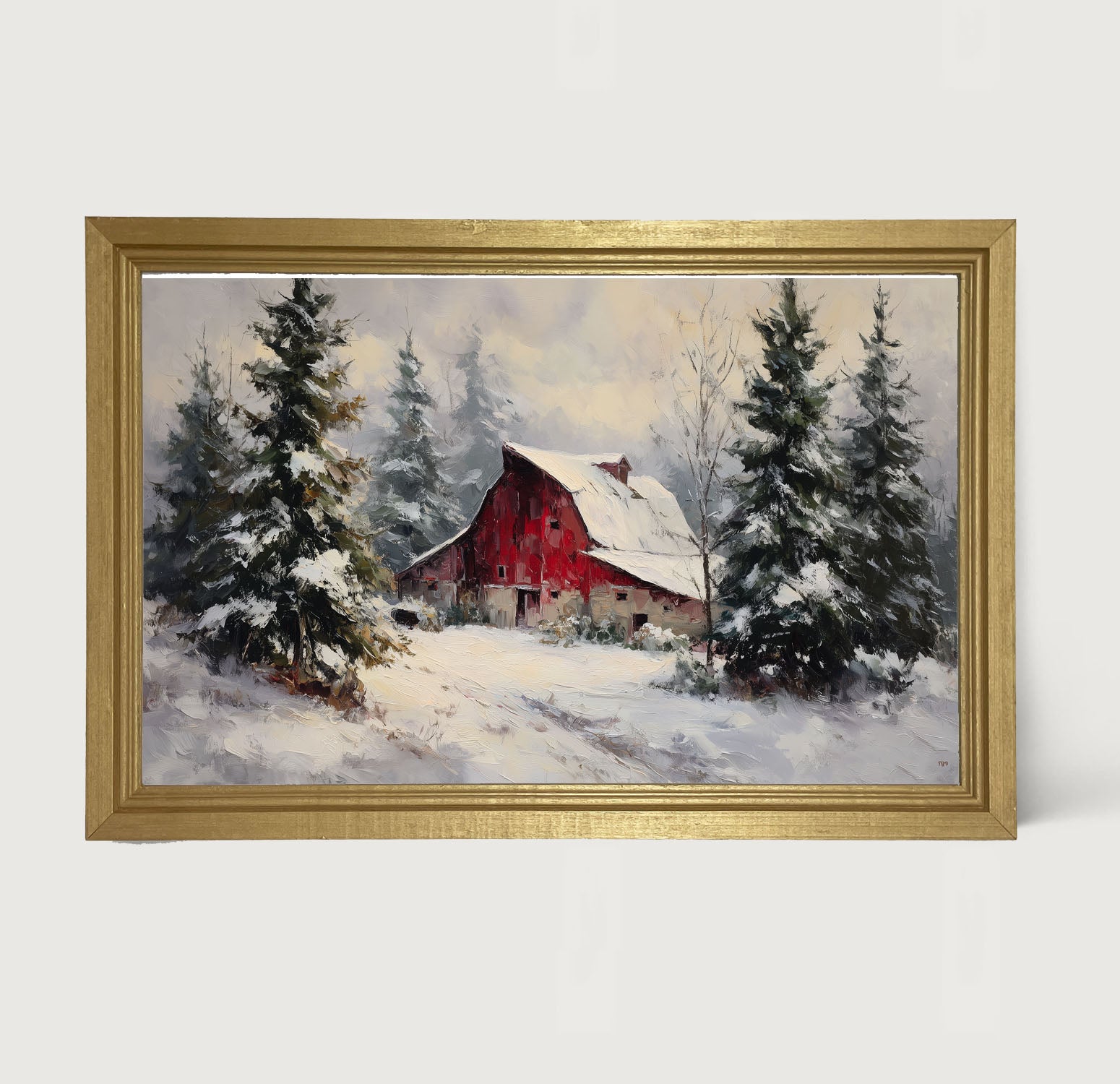 Red Country Barn in Winter