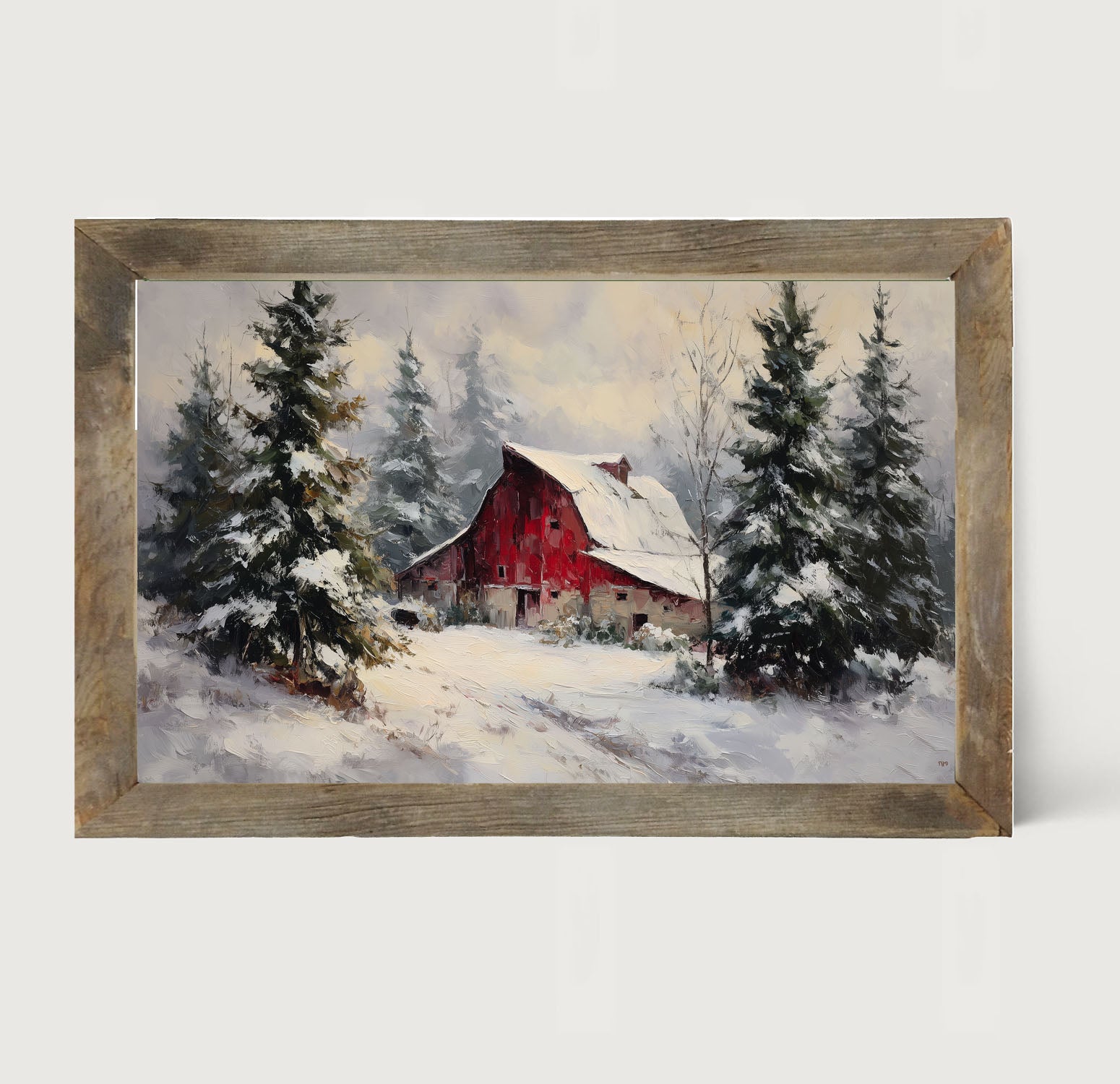Red Country Barn in Winter