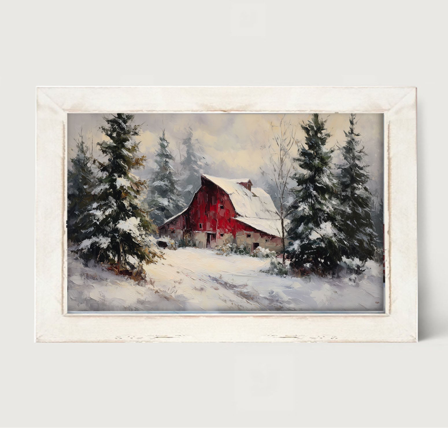 Red Country Barn in Winter