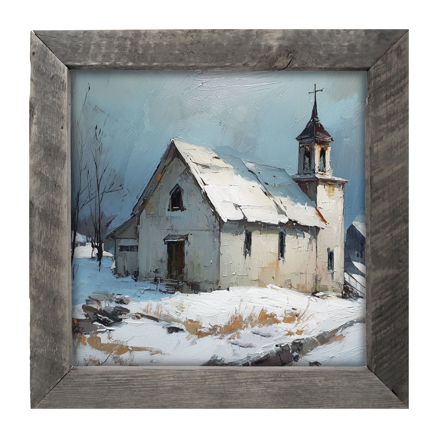 Country Church in Winter - Framed Art