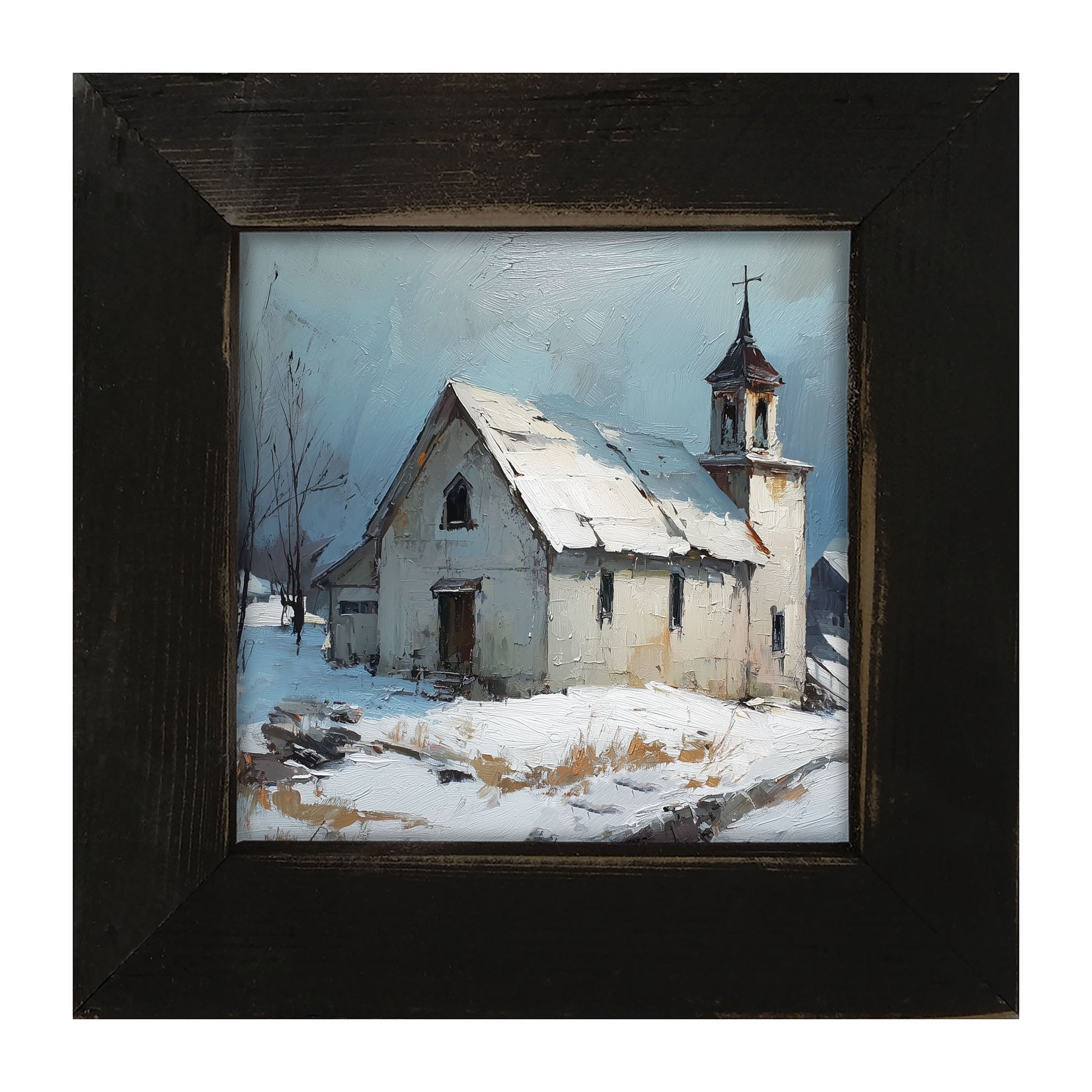 Country Church in Winter - Framed Art