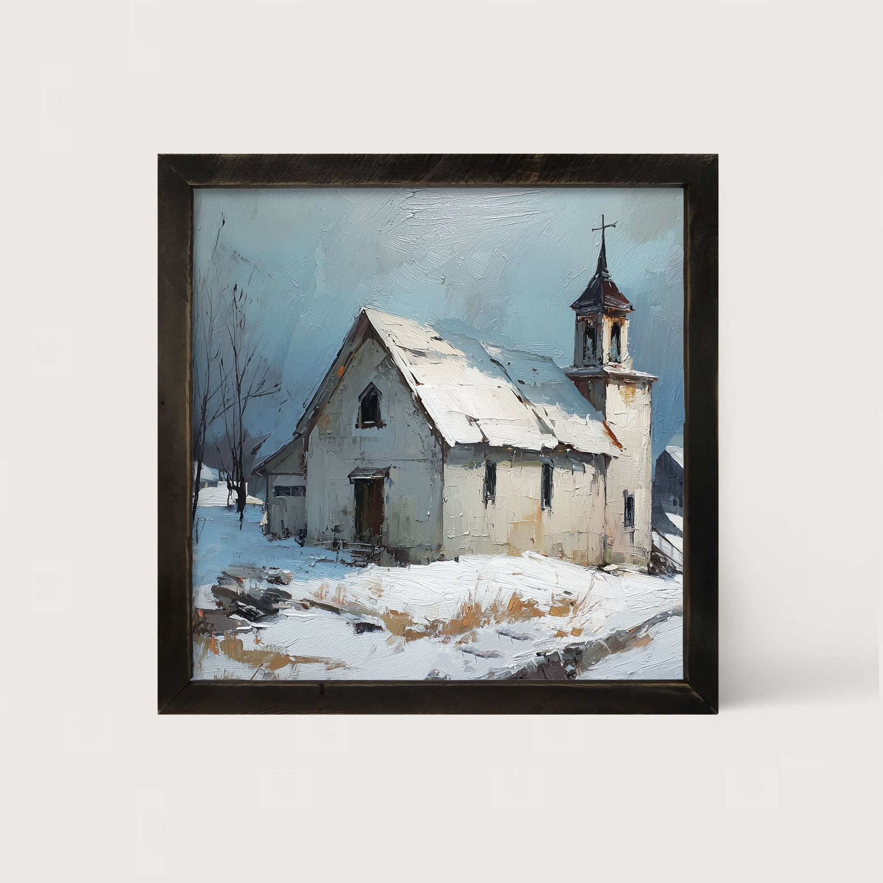 Country Church in Winter - Framed Art