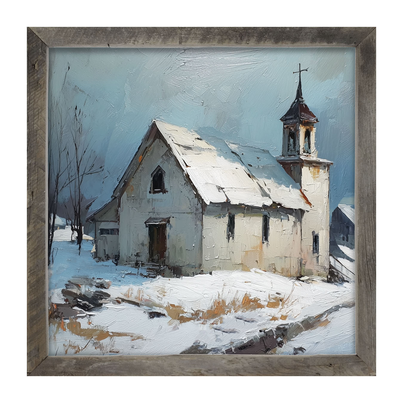 Country Church in Winter - Framed Art