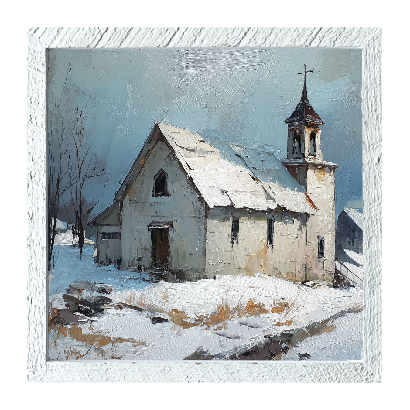 Country Church in Winter - Framed Art