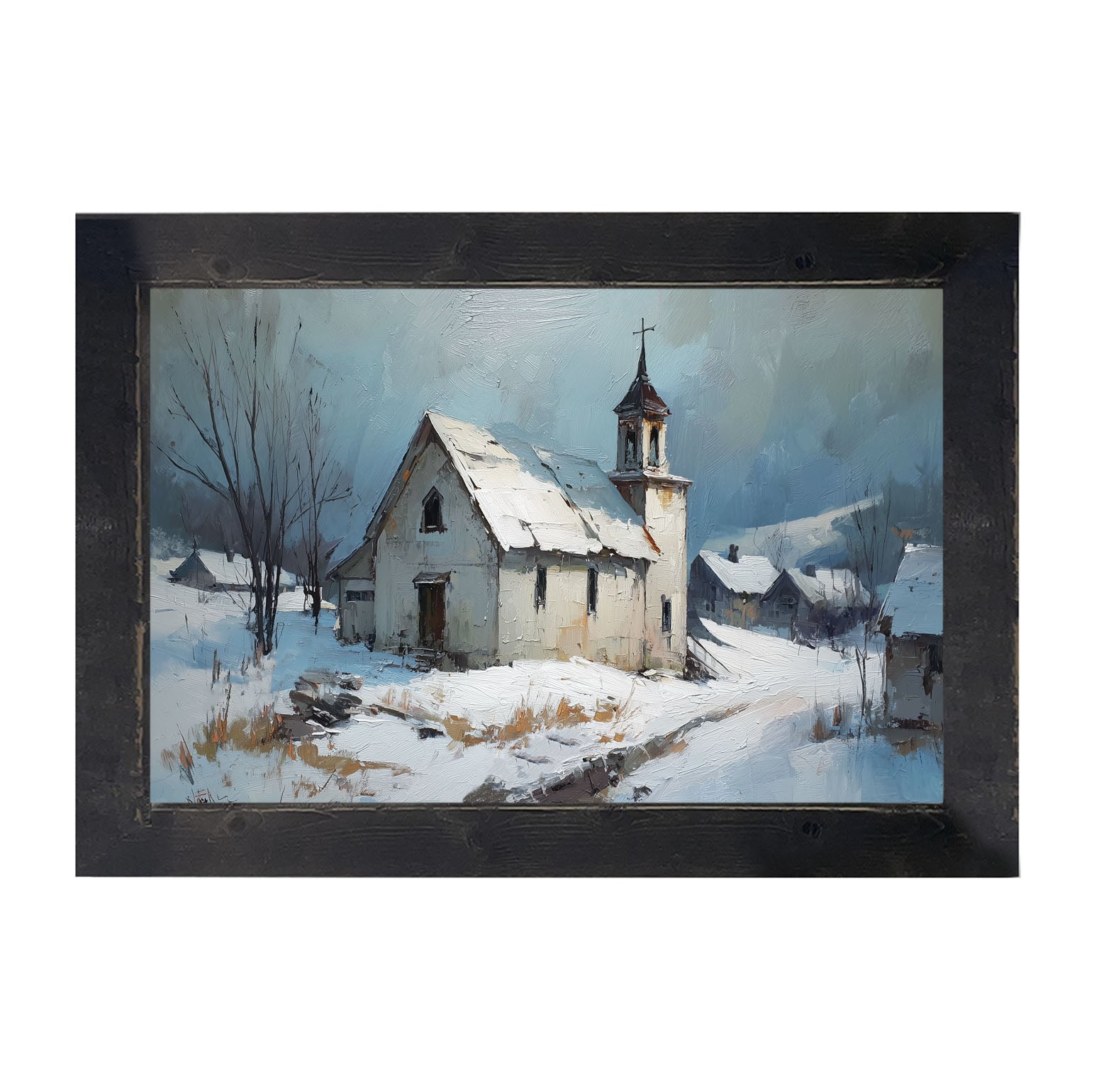 Country Church in Winter - Framed Art