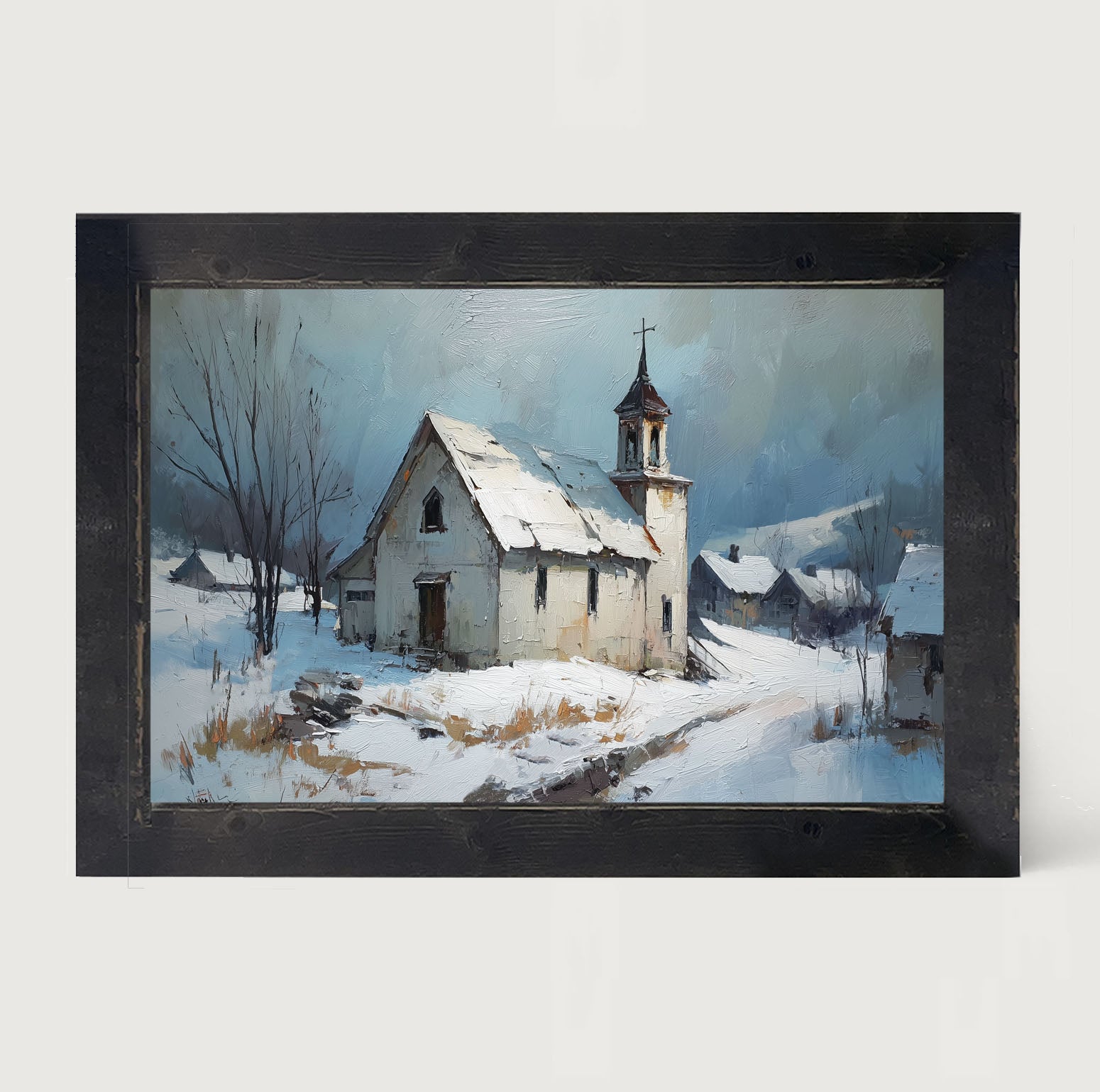Country Church in Winter - Framed Art