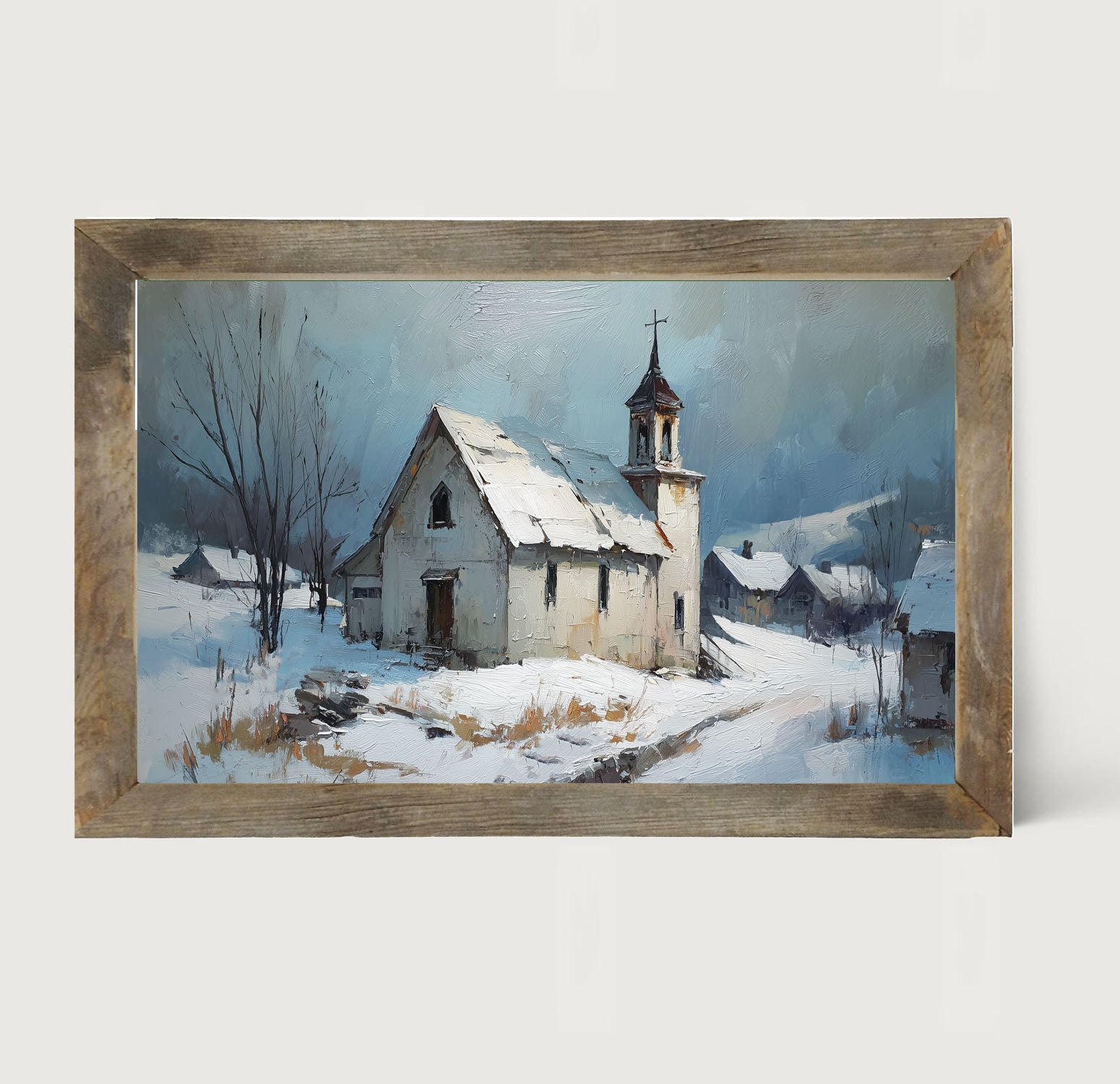 Country Church in Winter - Framed Art