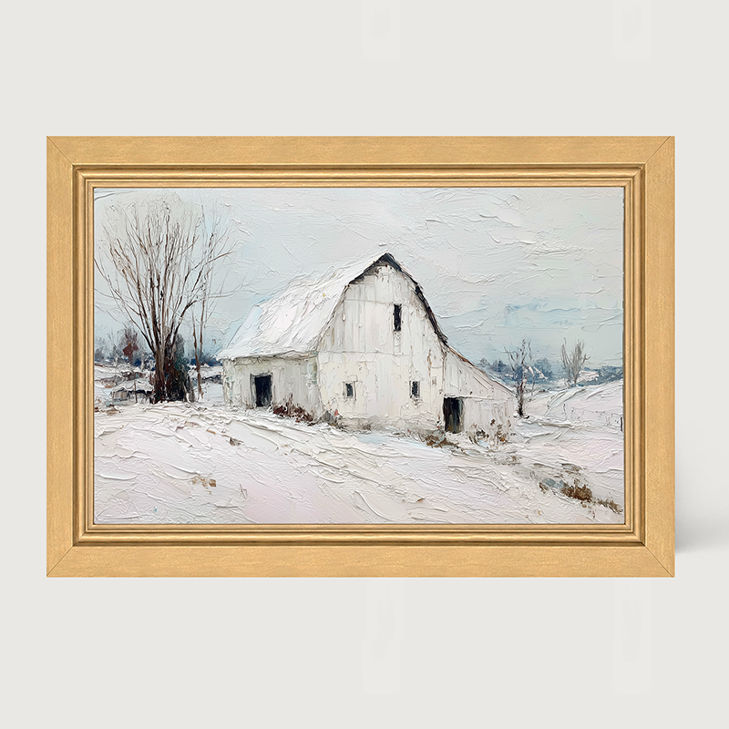Country Winter - White Barn