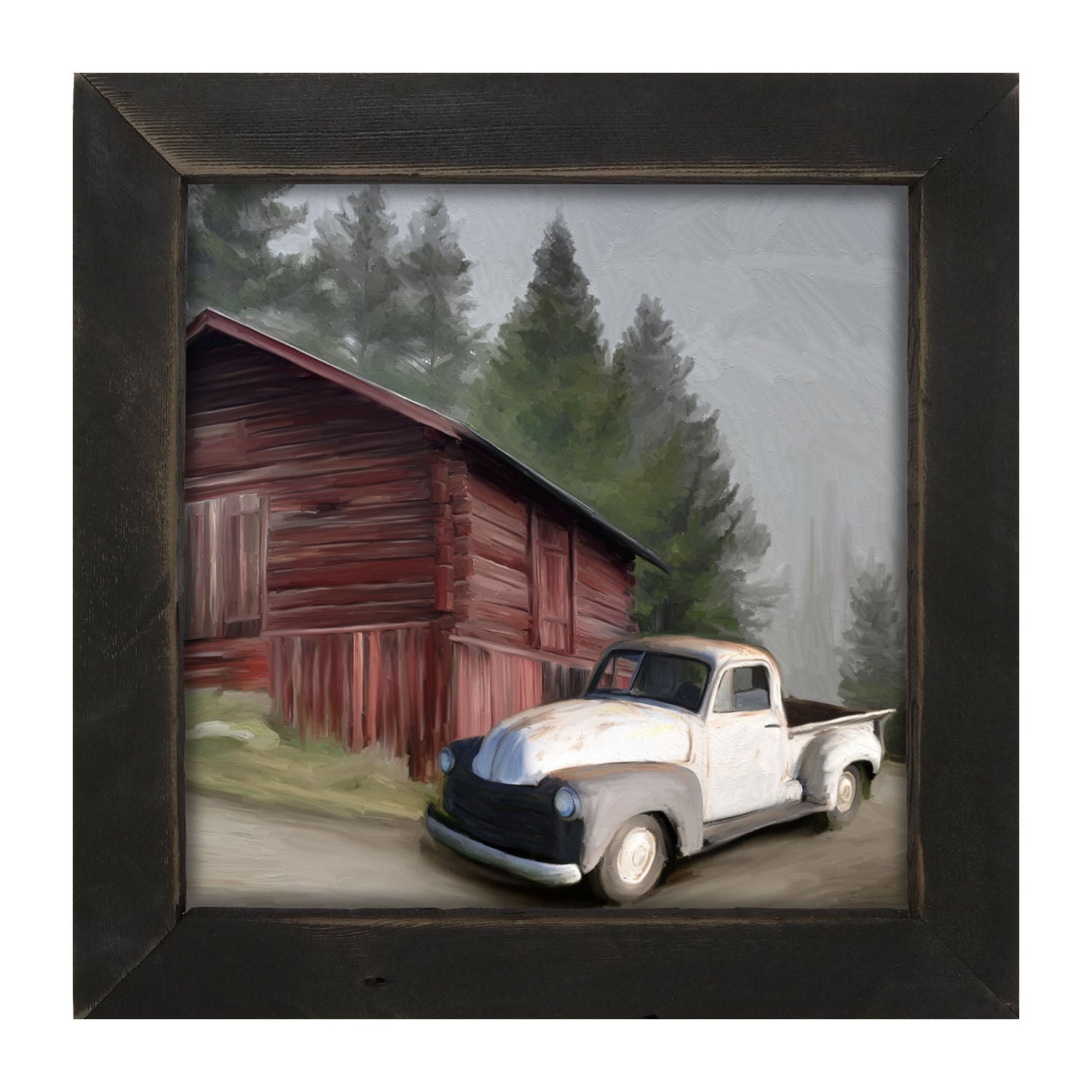 White Chevy and barn - Framed art