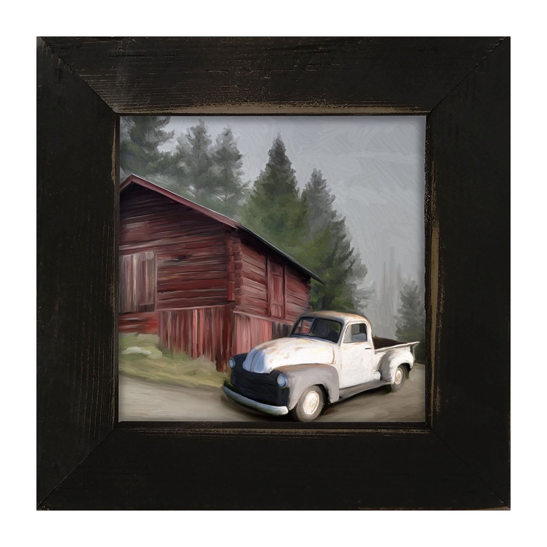 White Chevy and barn - Framed art