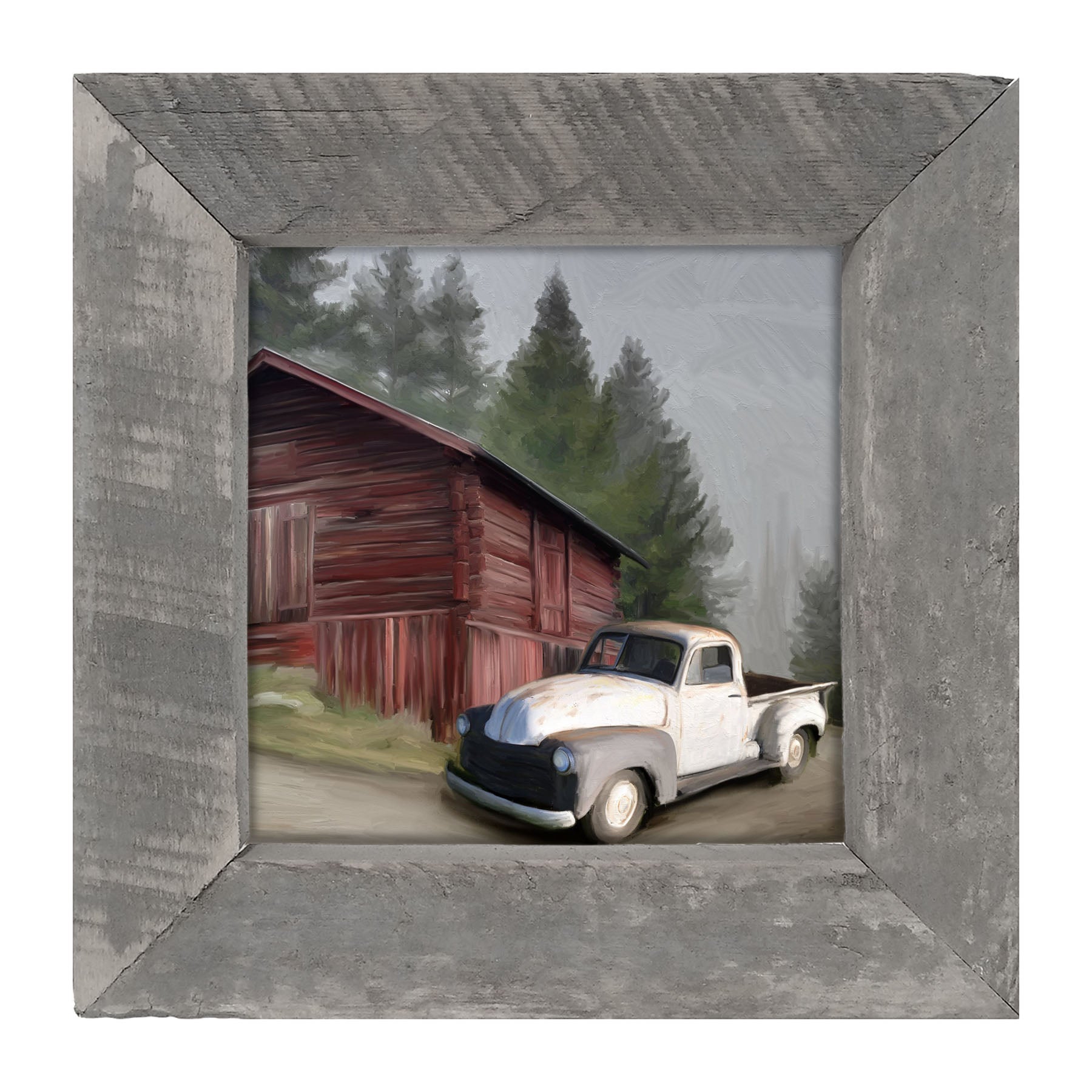 White Chevy and barn - Framed art