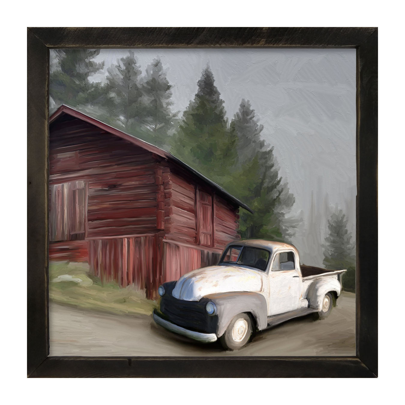 White Chevy and barn - Framed art