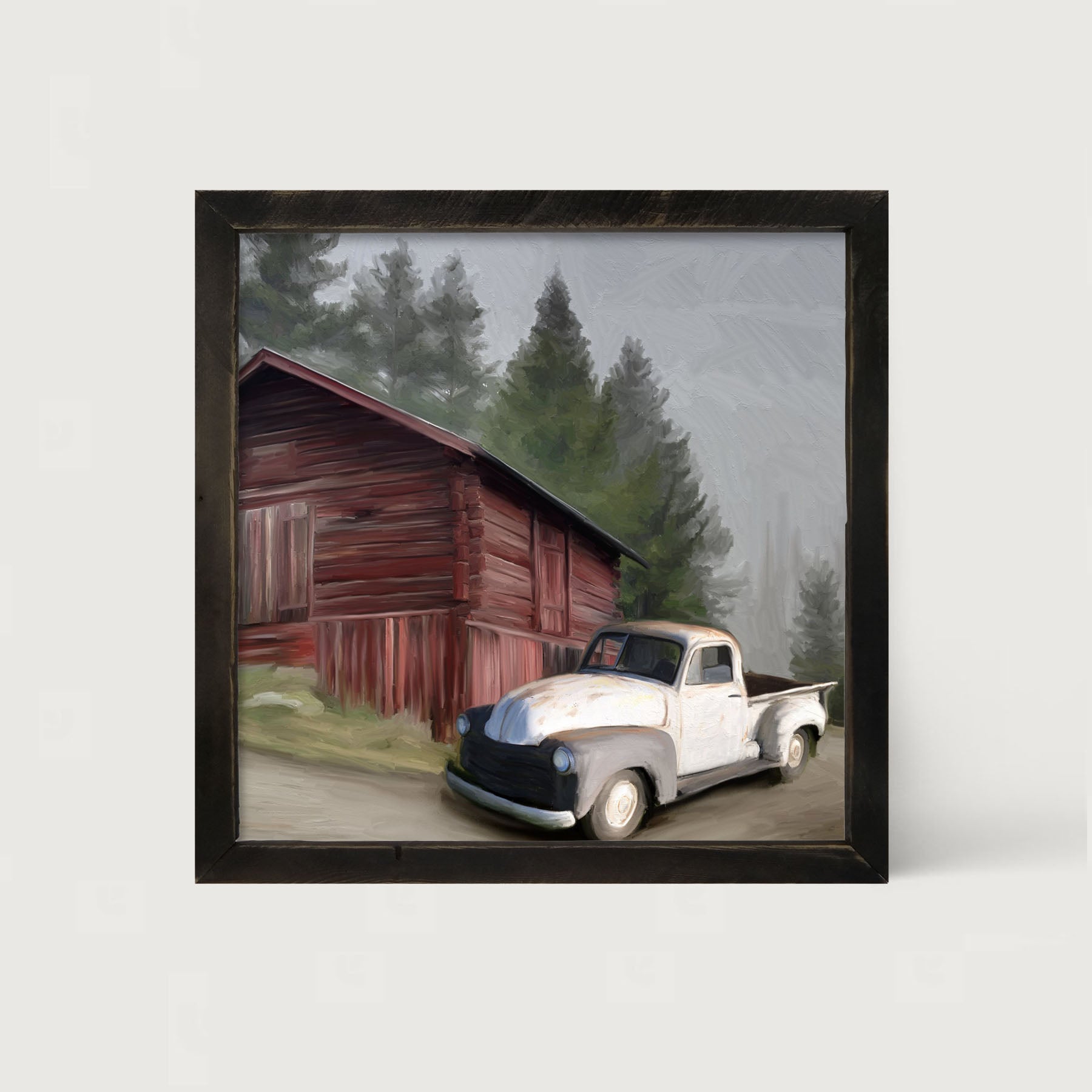White Chevy and barn - Framed art