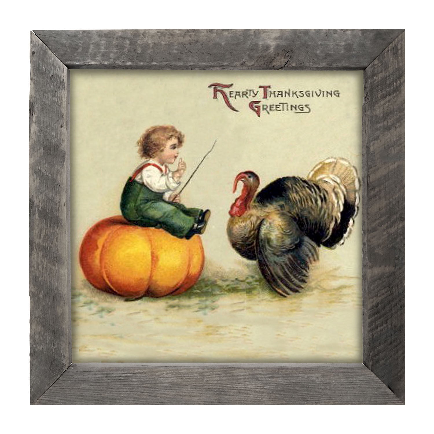 Boy Teaching Turkey - Framed art