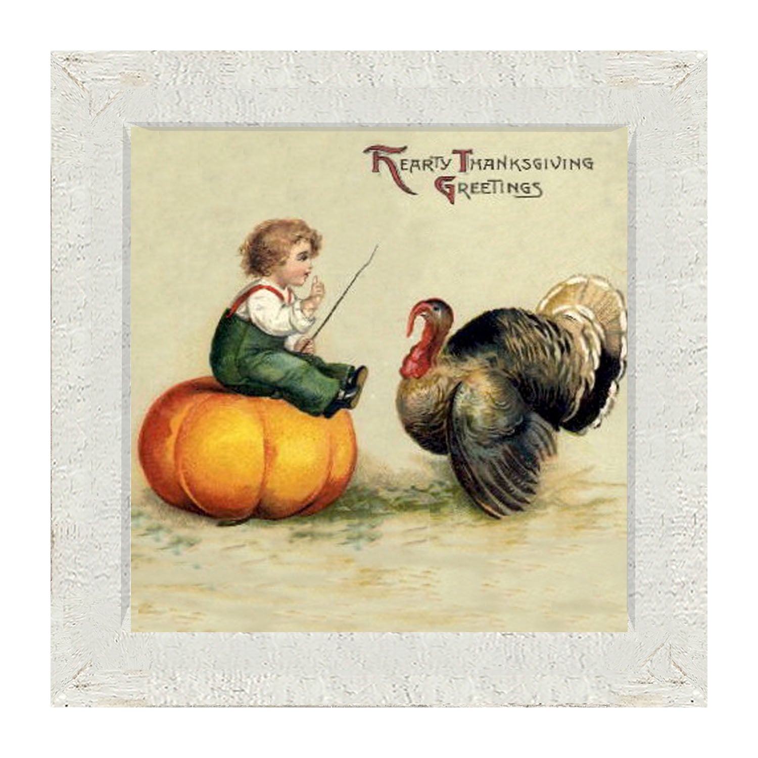 Boy Teaching Turkey - Framed art