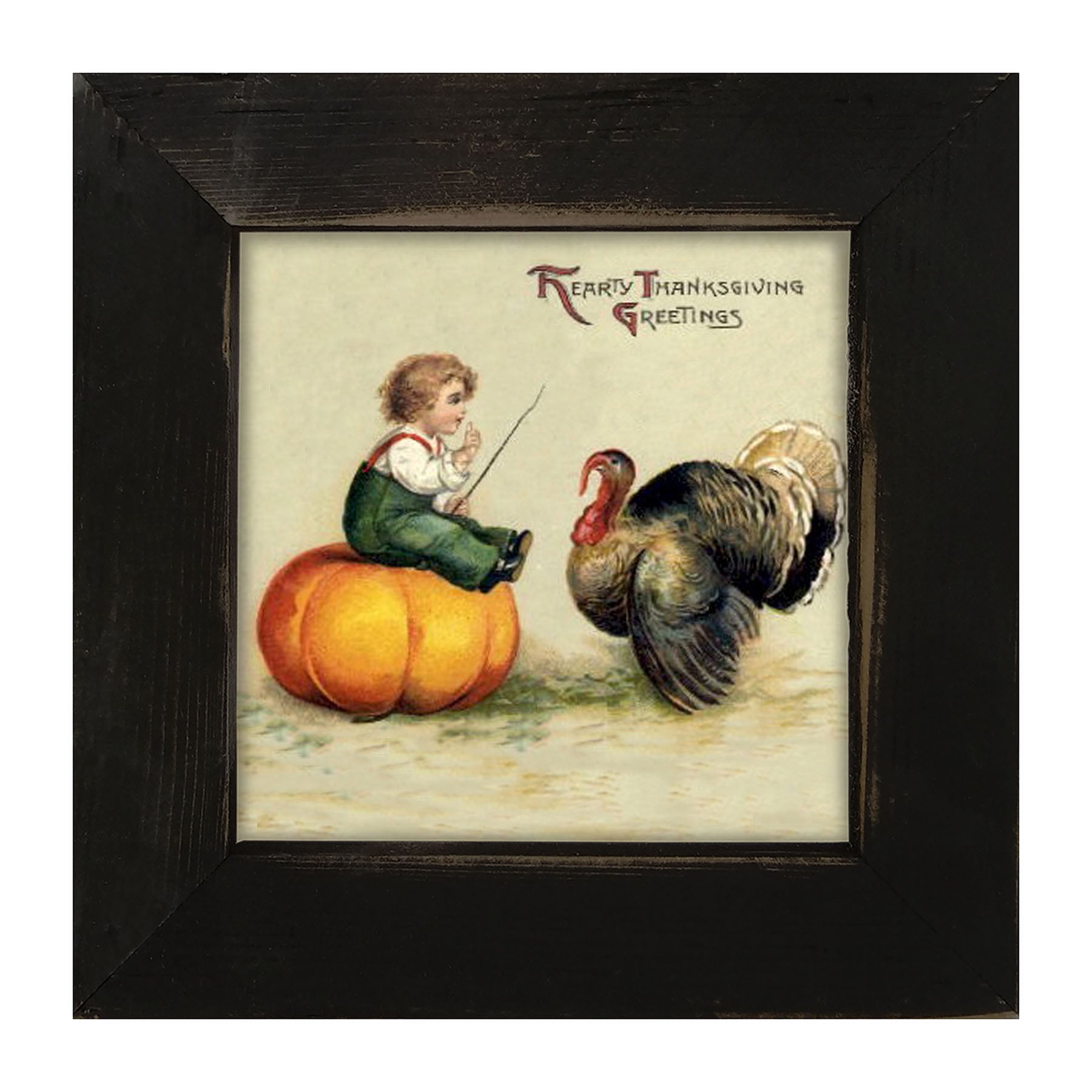 Boy Teaching Turkey - Framed art