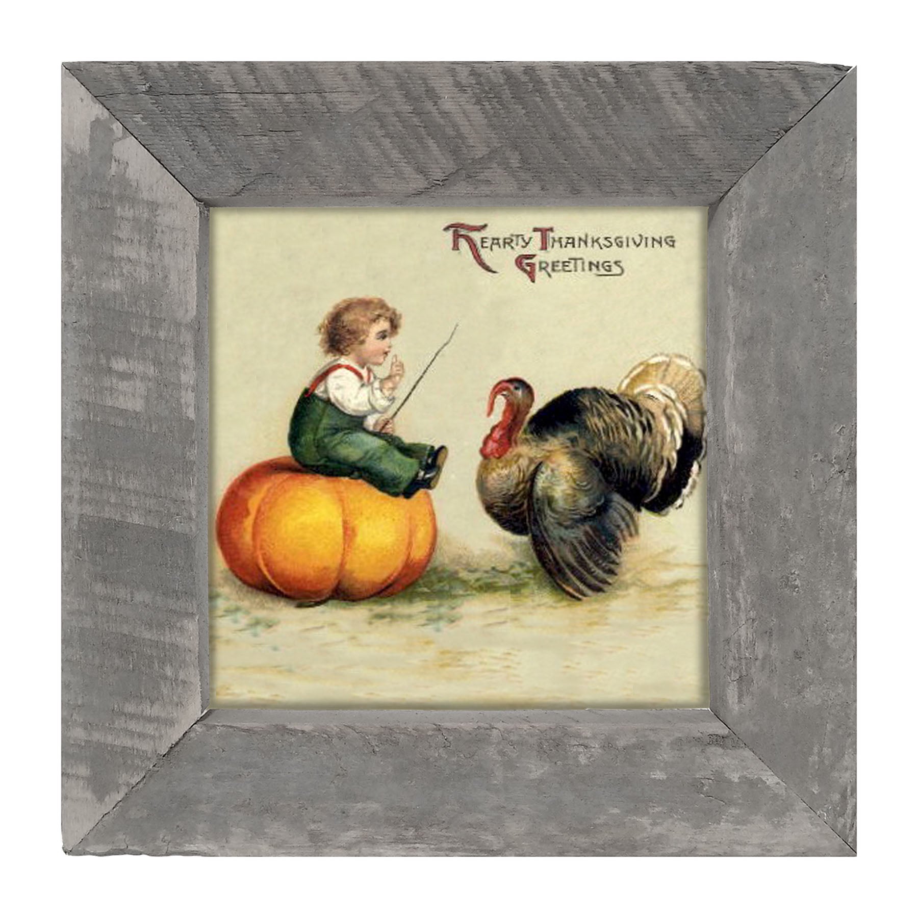 Boy Teaching Turkey - Framed art