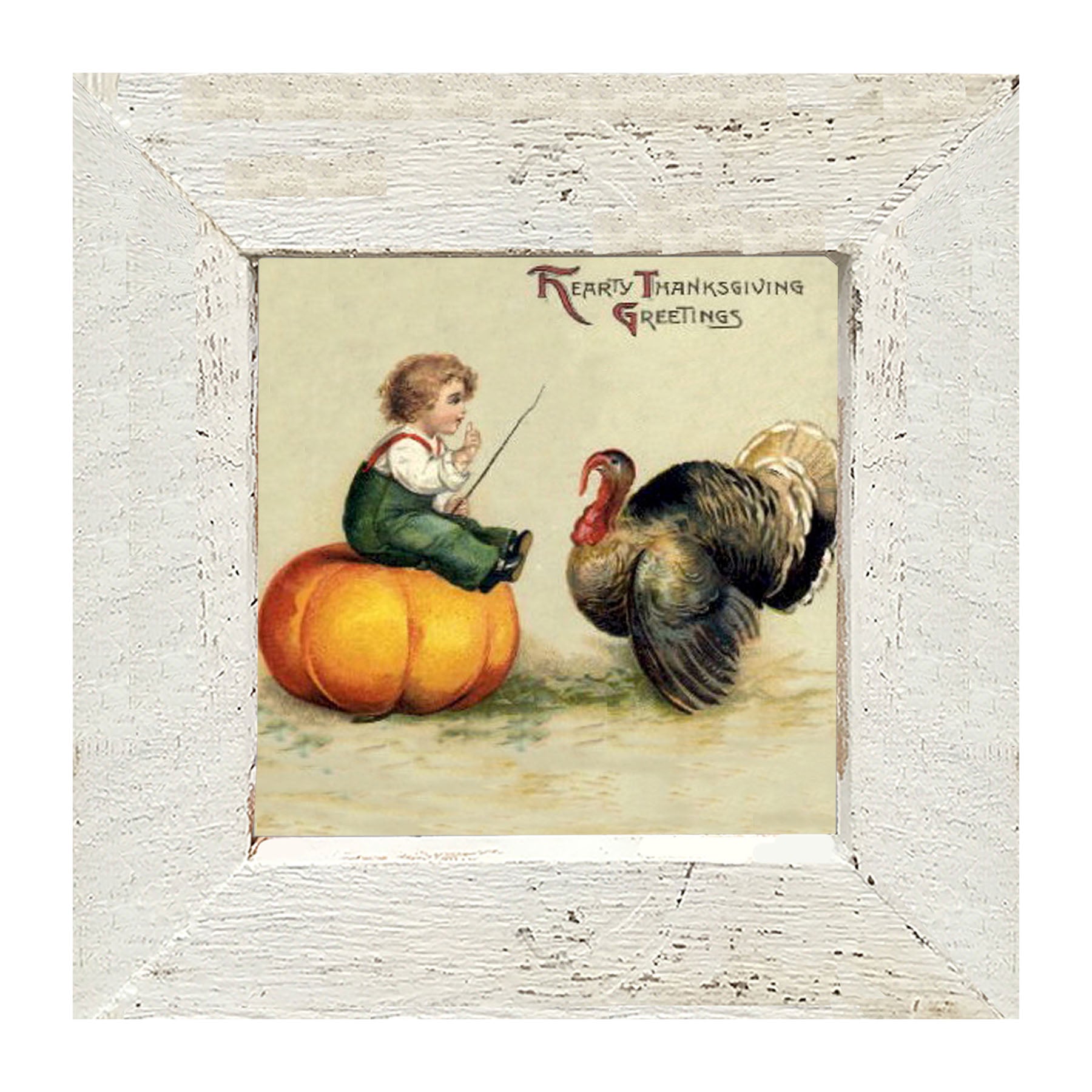 Boy Teaching Turkey - Framed art