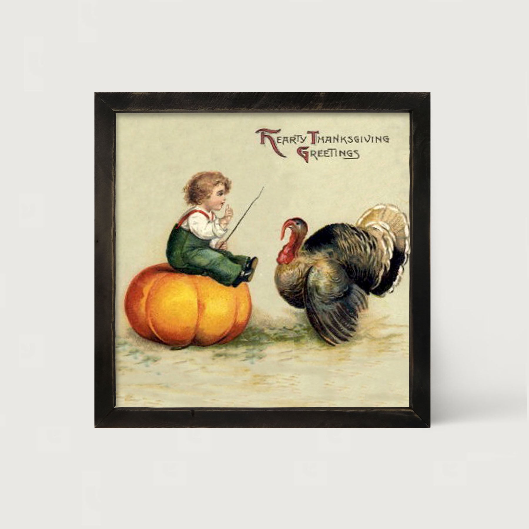 Boy Teaching Turkey - Framed art