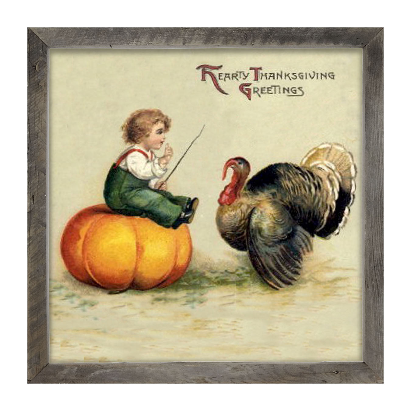 Boy Teaching Turkey - Framed art