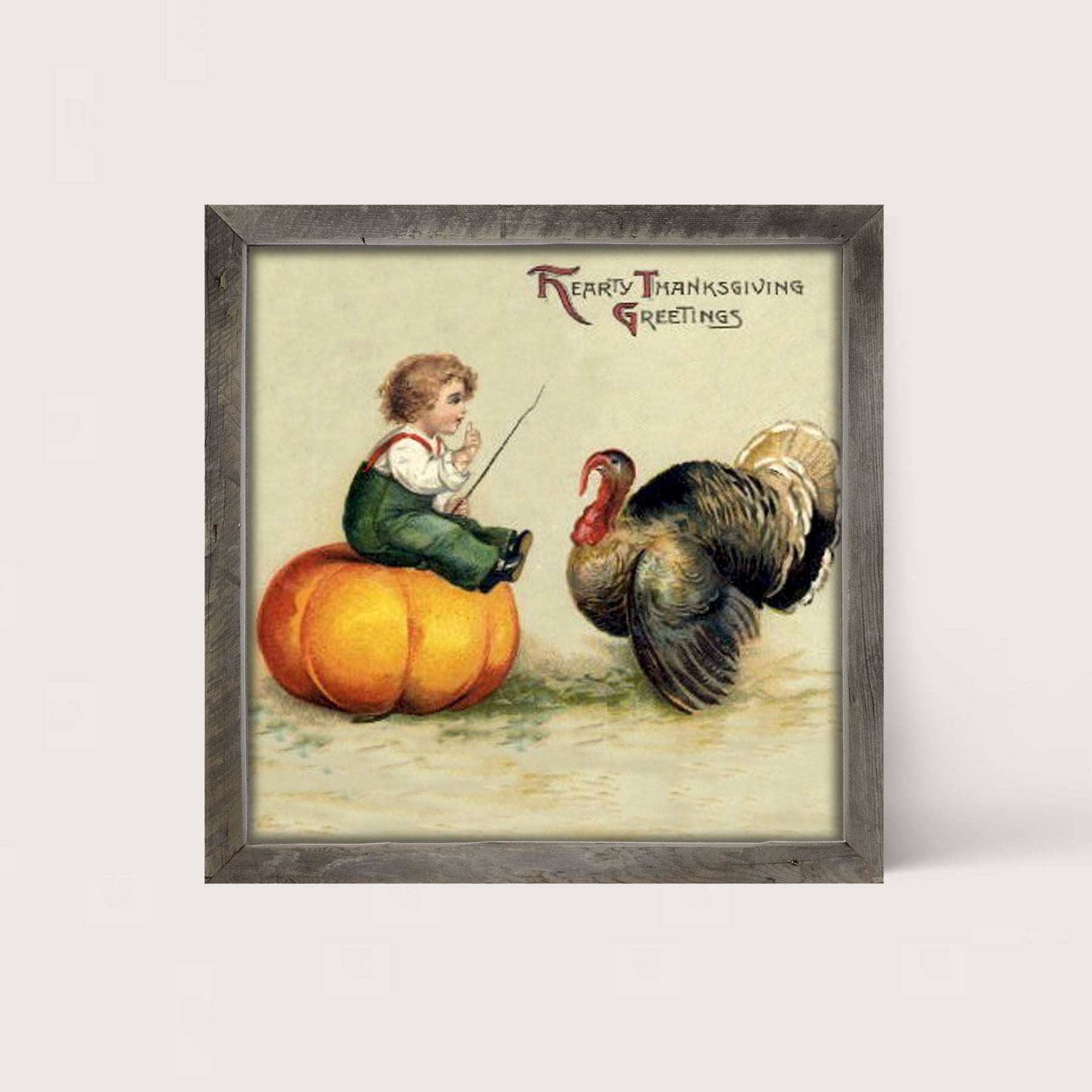 Boy Teaching Turkey - Framed art