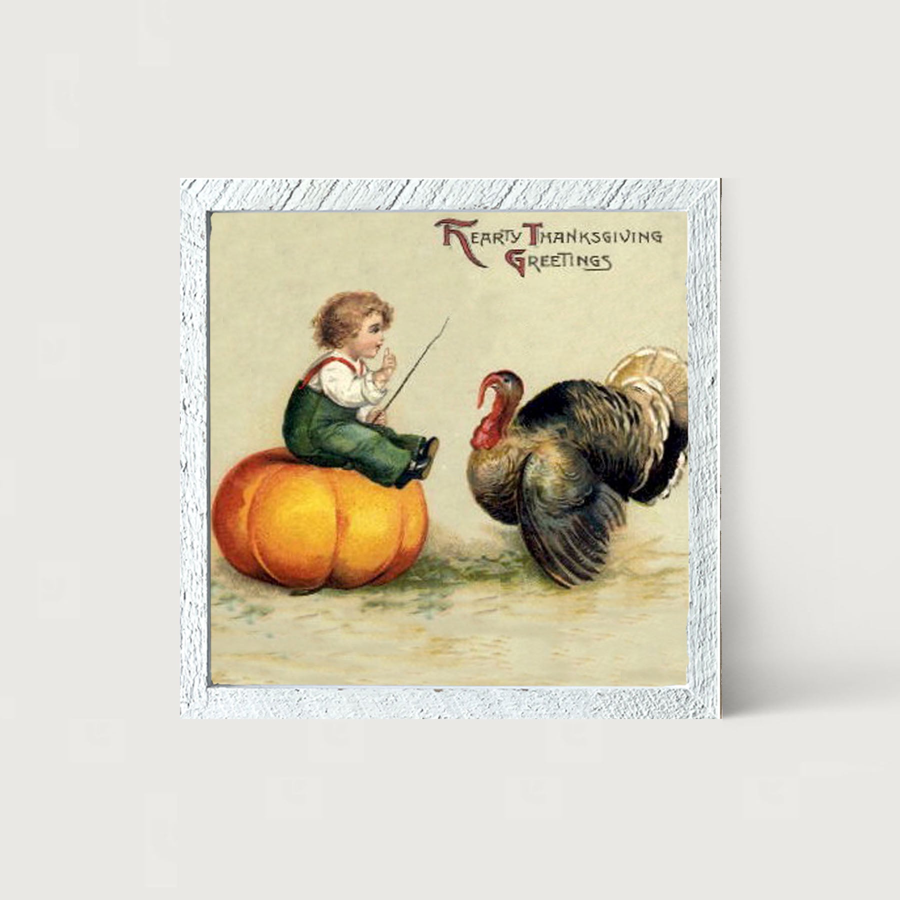 Boy Teaching Turkey - Framed art