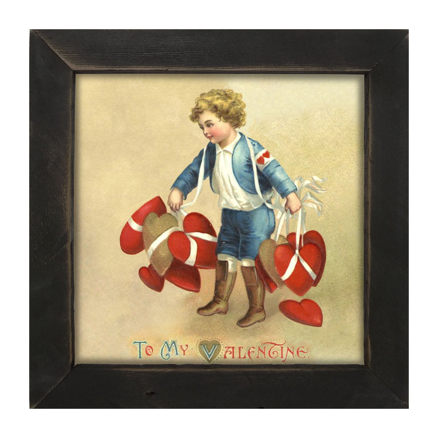 Boy with Many Hearts - Framed art
