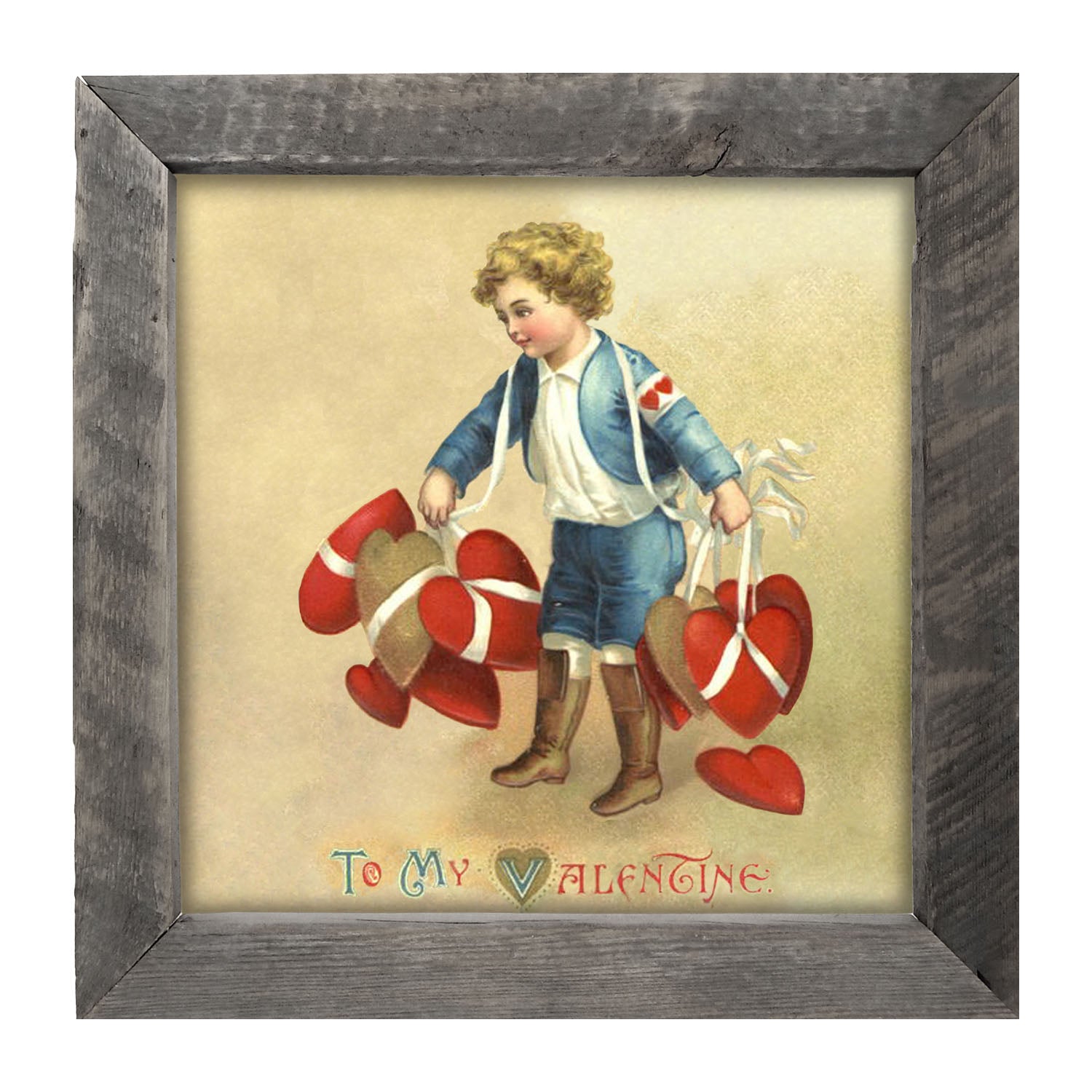 Boy with Many Hearts - Framed art