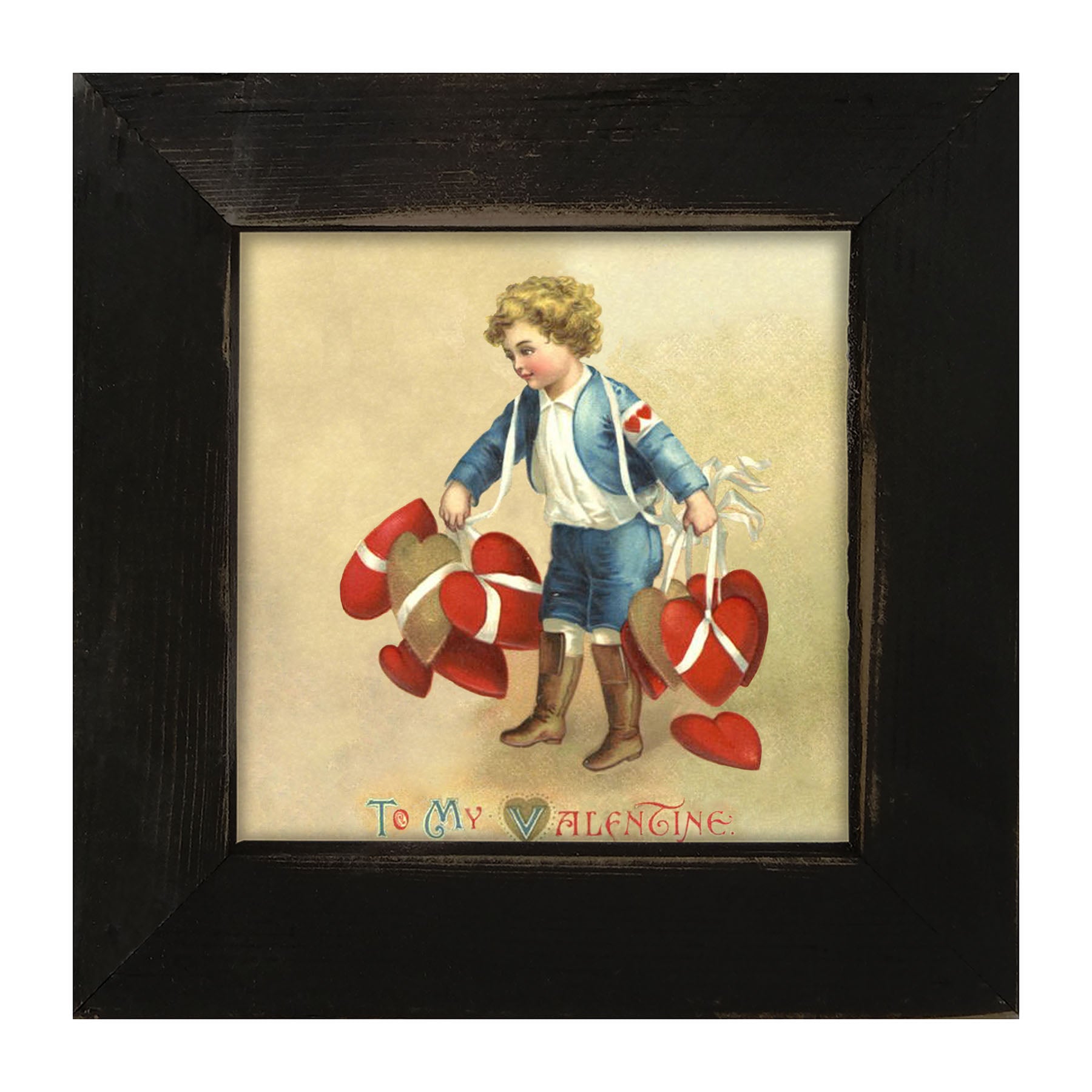 Boy with Many Hearts - Framed art