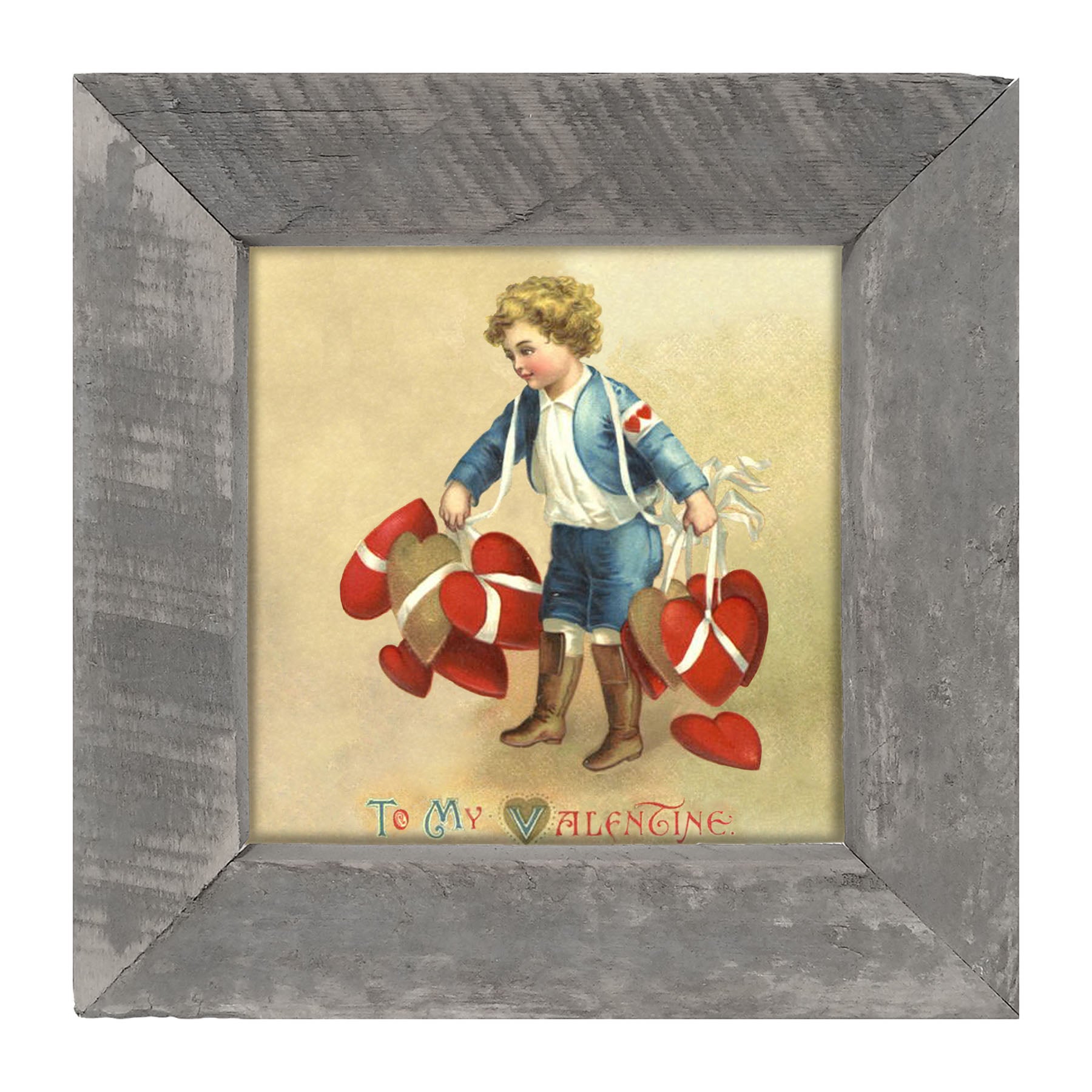 Boy with Many Hearts - Framed art