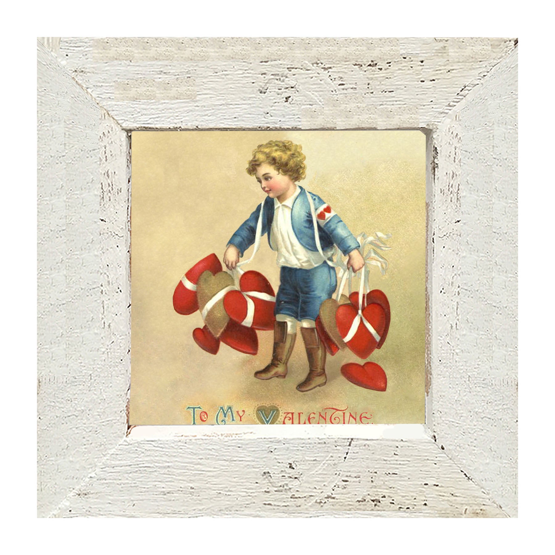 Boy with Many Hearts - Framed art