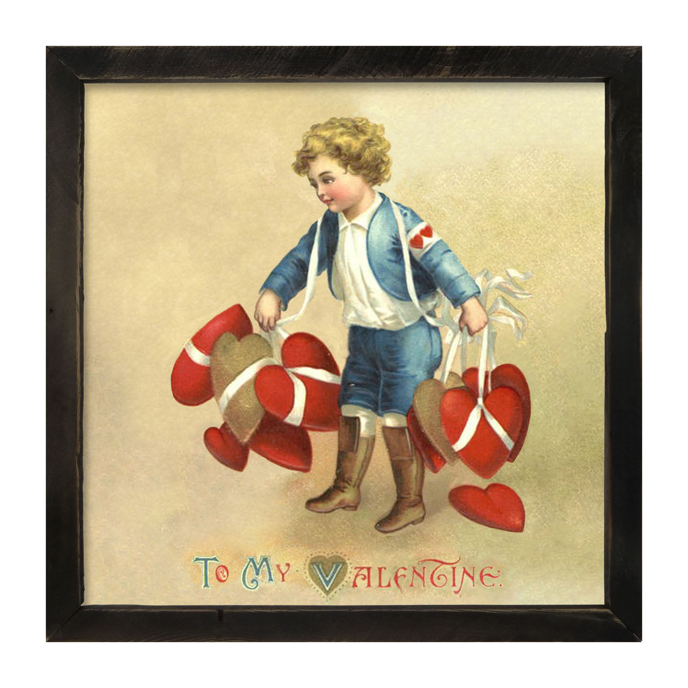 Boy with Many Hearts - Framed art