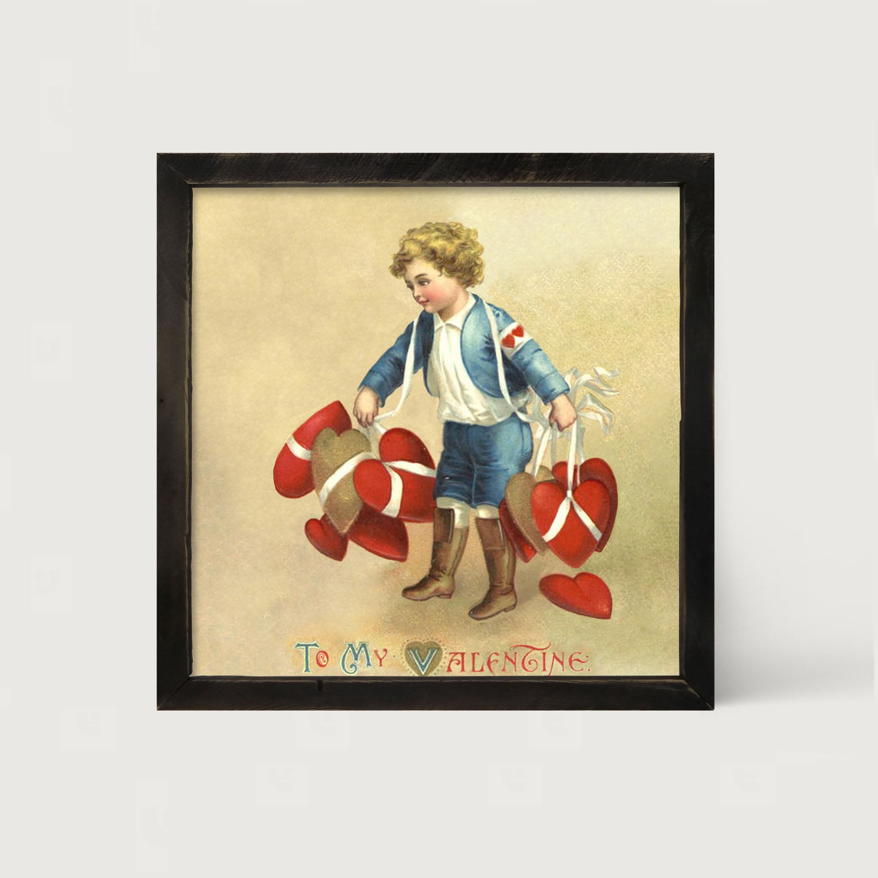 Boy with Many Hearts - Framed art