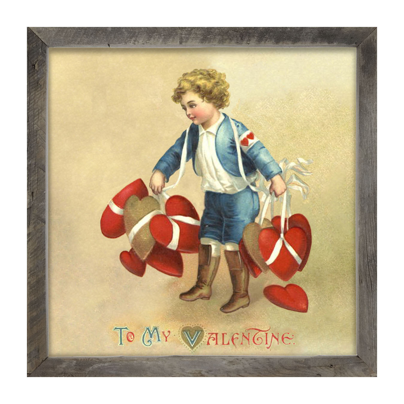 Boy with Many Hearts - Framed art