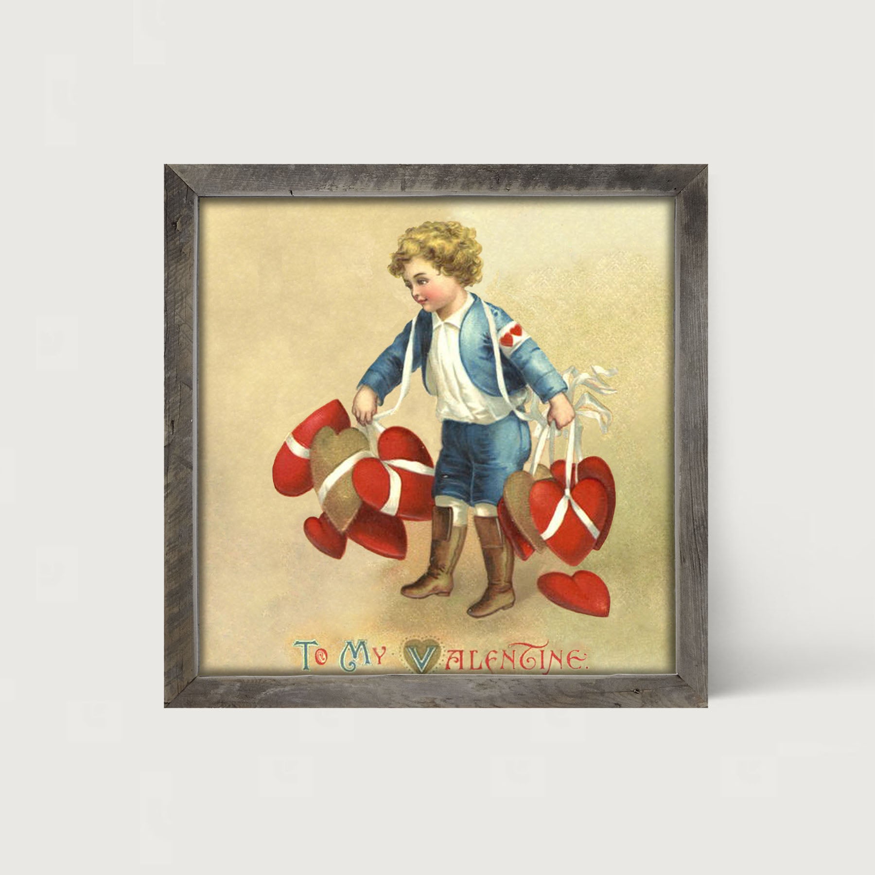 Boy with Many Hearts - Framed art