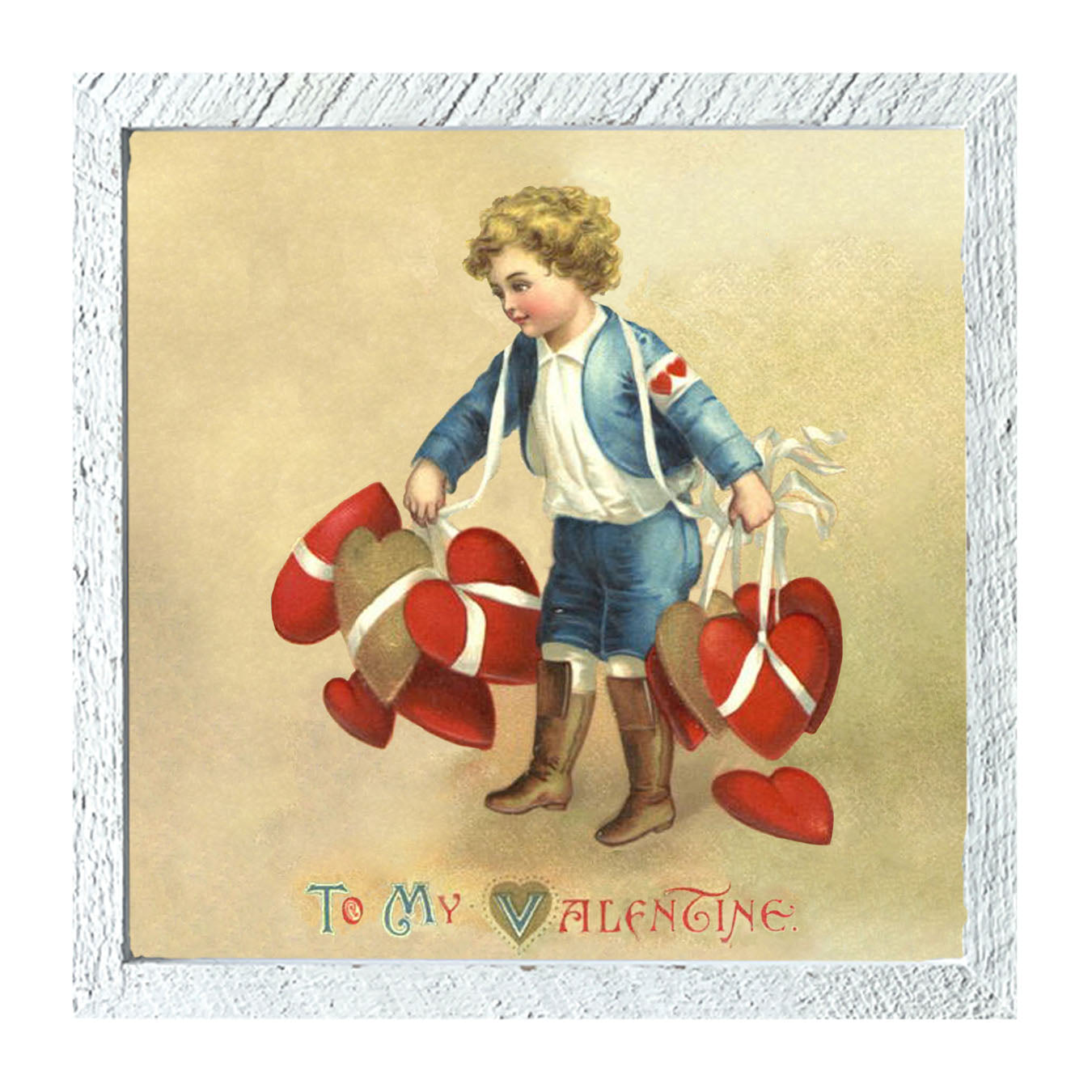 Boy with Many Hearts - Framed art