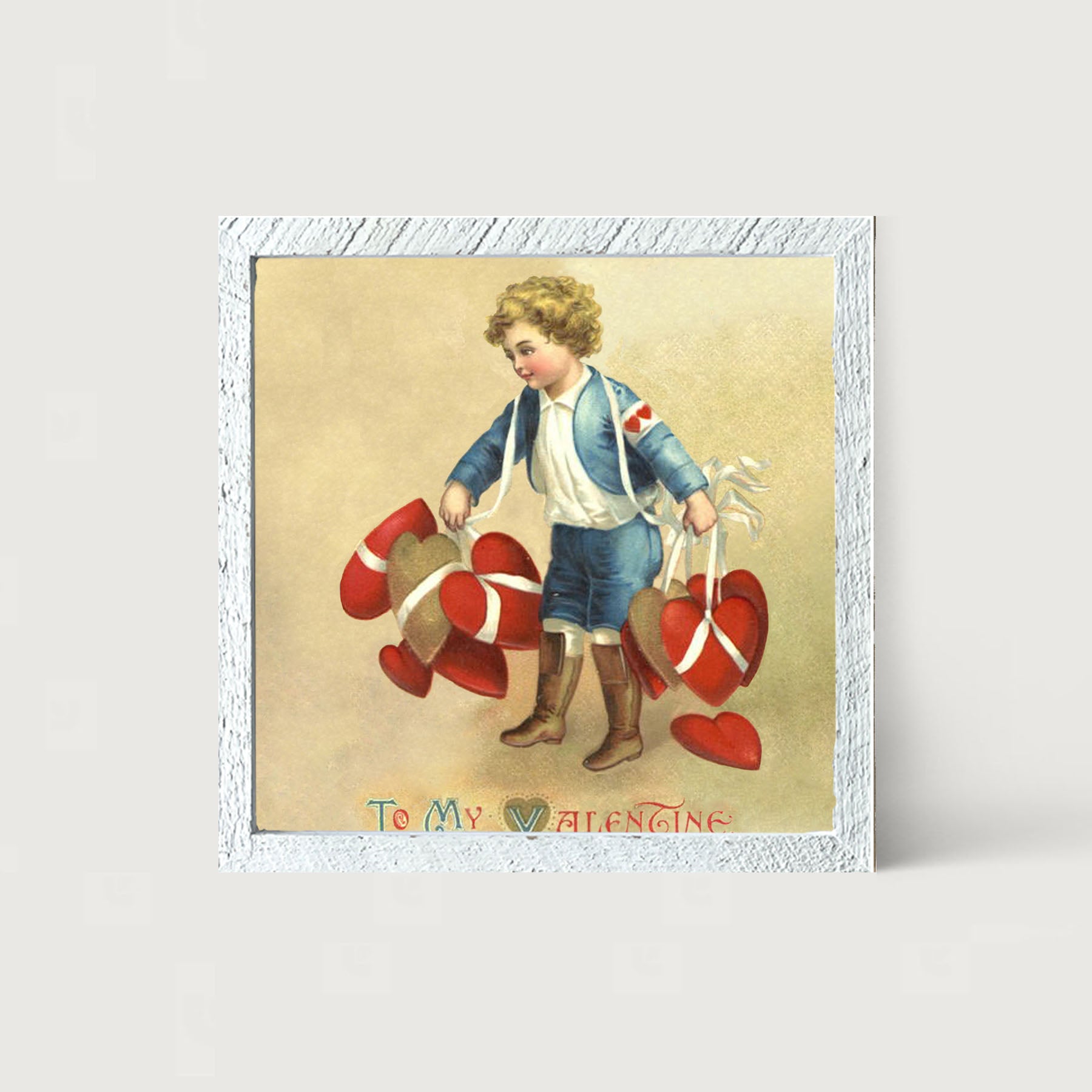 Boy with Many Hearts - Framed art