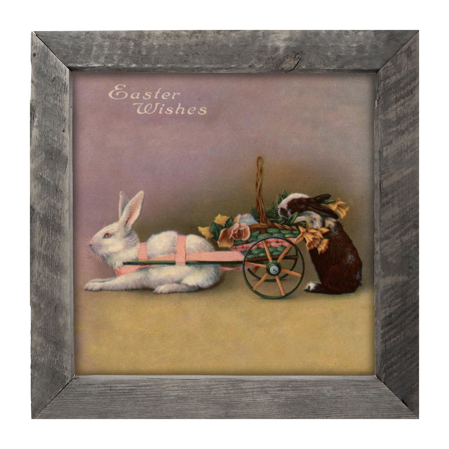Lavender Pastel Bunnies - Framed art