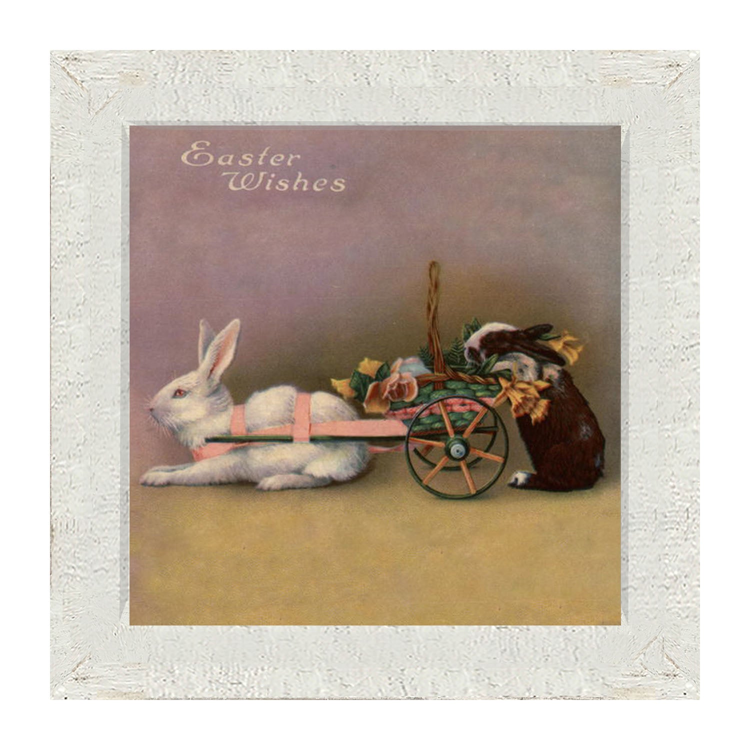 Lavender Pastel Bunnies - Framed art