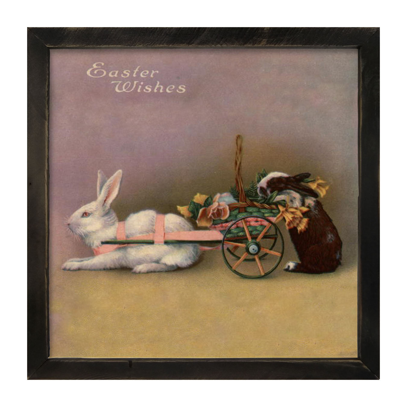 Lavender Pastel Bunnies - Framed art