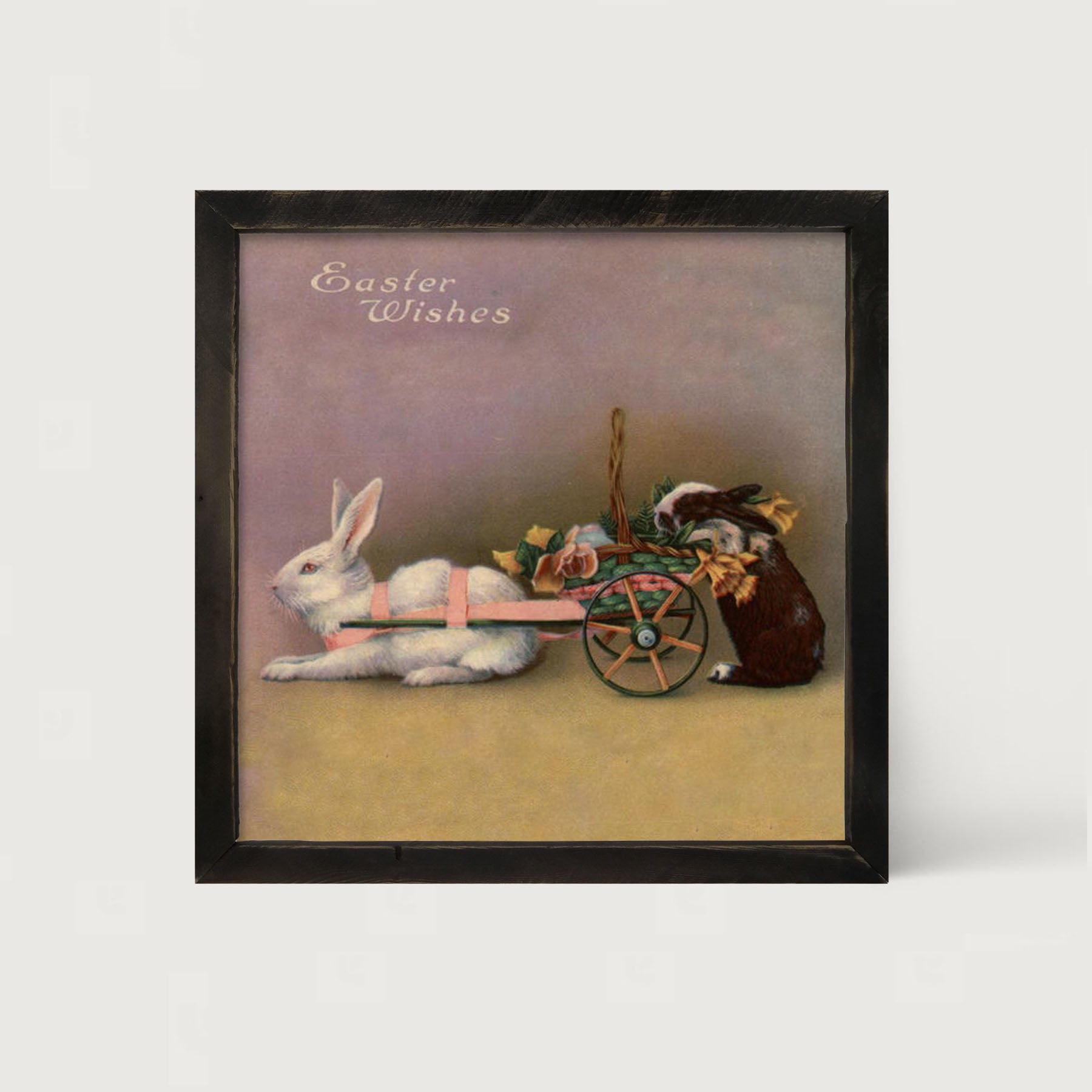 Lavender Pastel Bunnies - Framed art